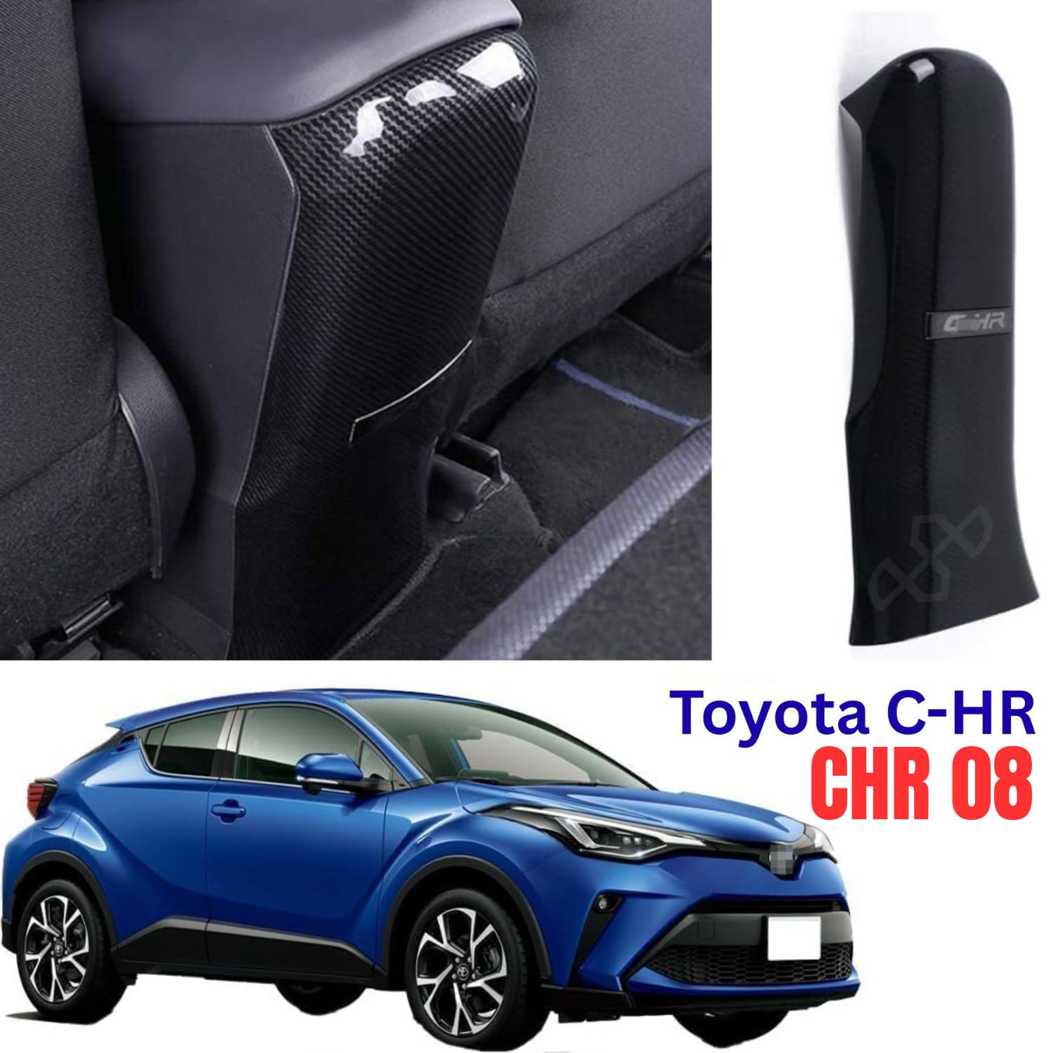 Toyota C-HR Carbon Fiber Rear Armrest Box Panel Cover Anti-Kick Protective Case | Shop Toyota C-HR Accessories at elite auto bd website | CHR 08 | Elite Auto BD