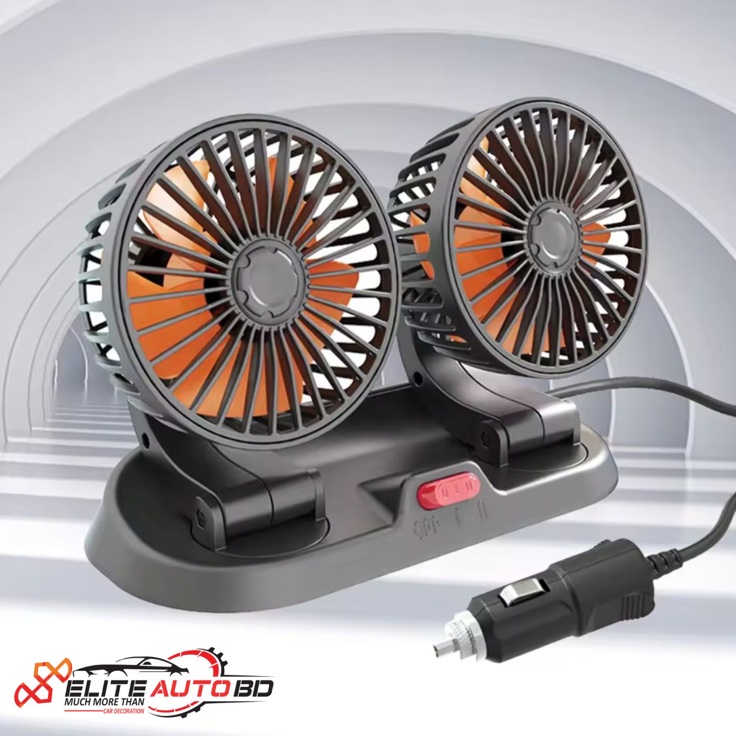 Portable Dual Head Car Fan: 12V/24V USB Cooling Solution | Elite Auto BD.