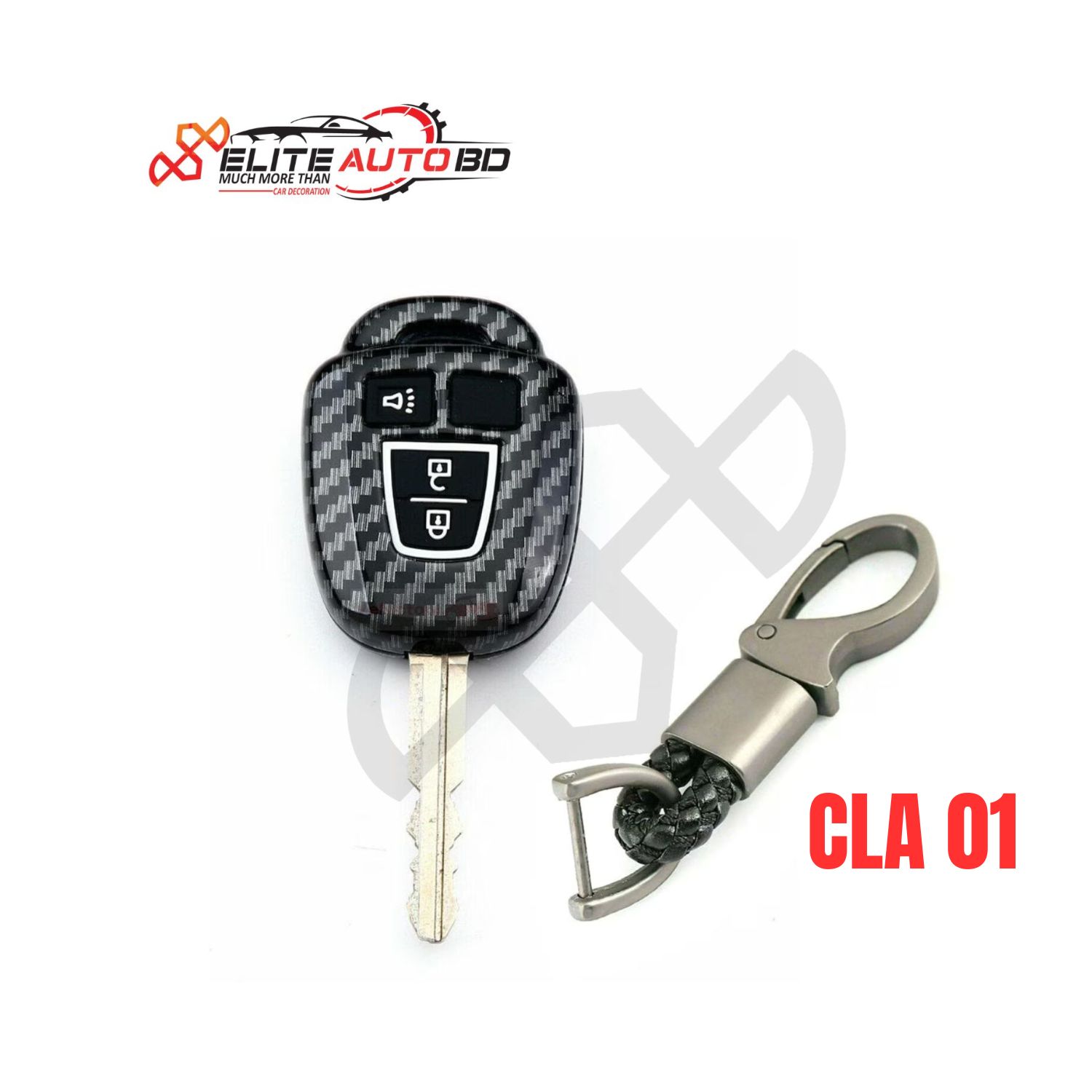 Carbon Fiber Pattern Hard Shell Key Fob Cover Case 4 Button for Toyota | Rav 4 | Corolla | Axio | Allion | Premio | Hiace | CLA 01 | Elite Auto BD.
