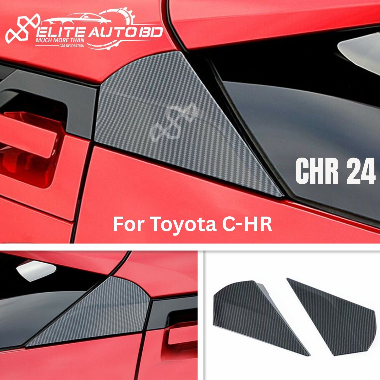 Toyota C-HR Carbon Fiber Rear Window Spoiler Trim (2016-2020) | CHR 24 | Elite Auto BD