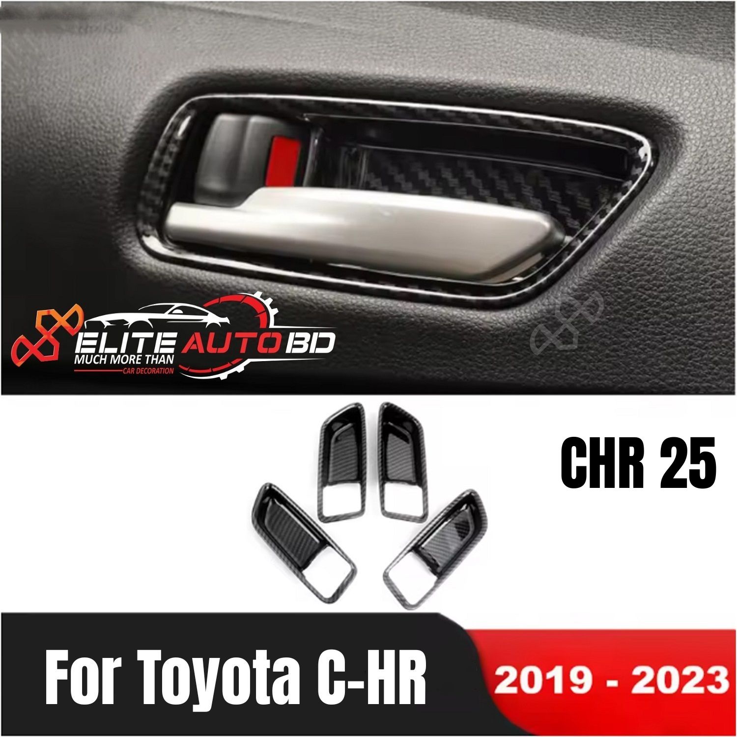 Toyota CHR C-HR 2019 - 2023 Carbon Car Inside Inner Door Handle Bowl Cover Trim Interior Auto | Car Trim Interior | CHR 25 | Elite Auto BD