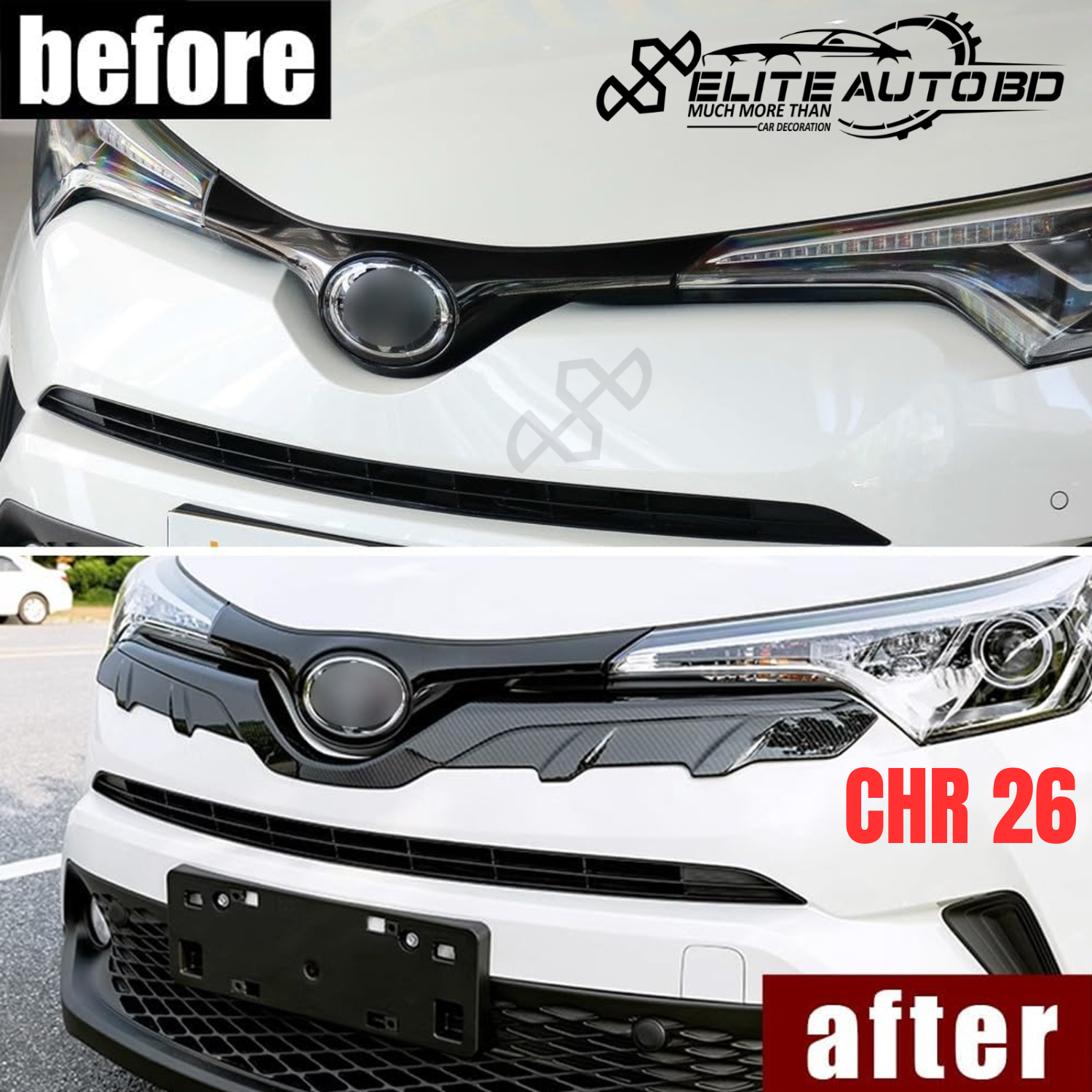 Toyota C-HR Carbon Fiber Front Grille Trim Cover | CHR Exterior Accessories | CHR 26 | Elite Auto BD