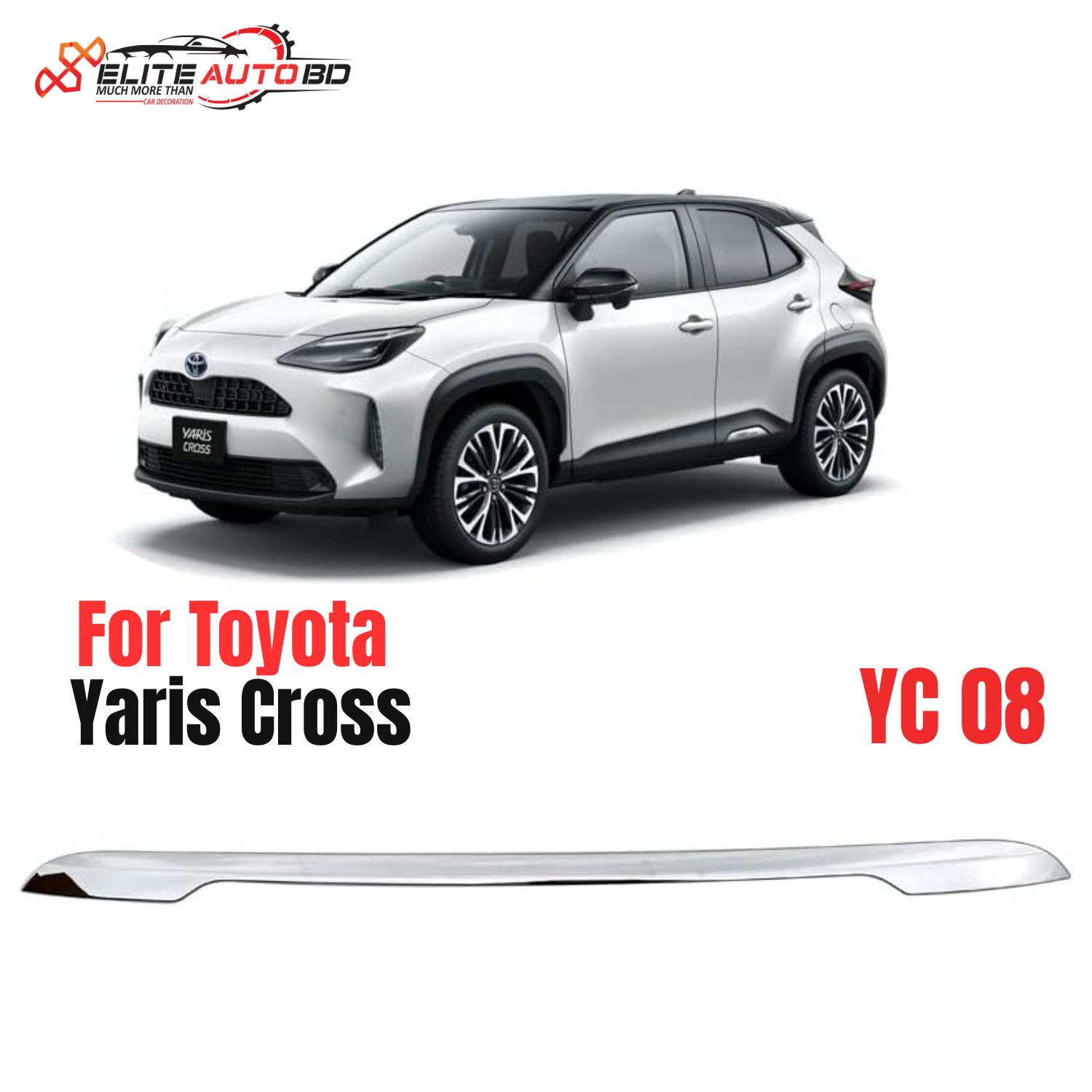 Premium ABS Chrome Headlight Garnish Trim for Toyota Yaris Cross (2020+) Car Accessories" | YC 08 | Elite Auto BD