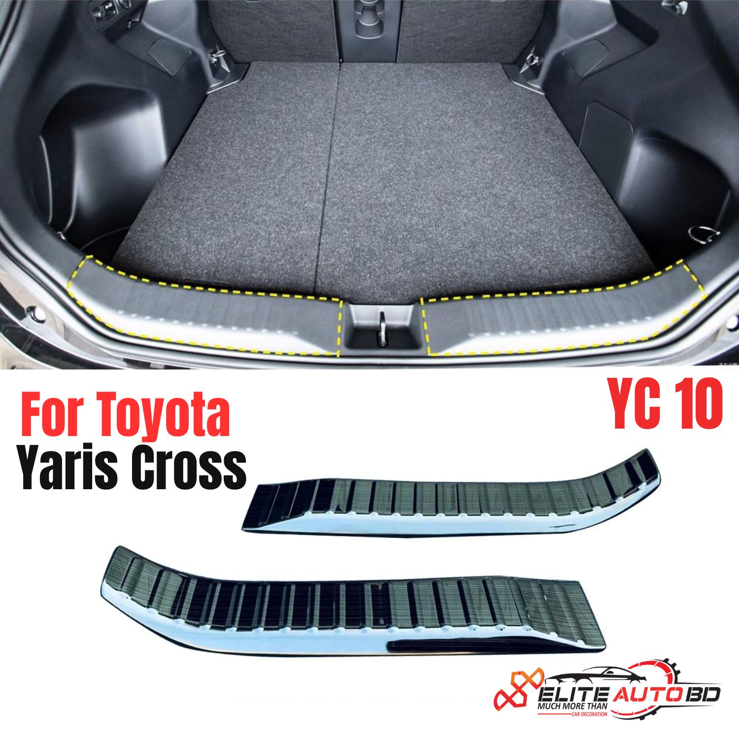 Premium Stainless Steel Rear Bumper Protector for Toyota Yaris Cross  | Enhance Your Car's Look Accessories | YC 10 | Elite Auto BD