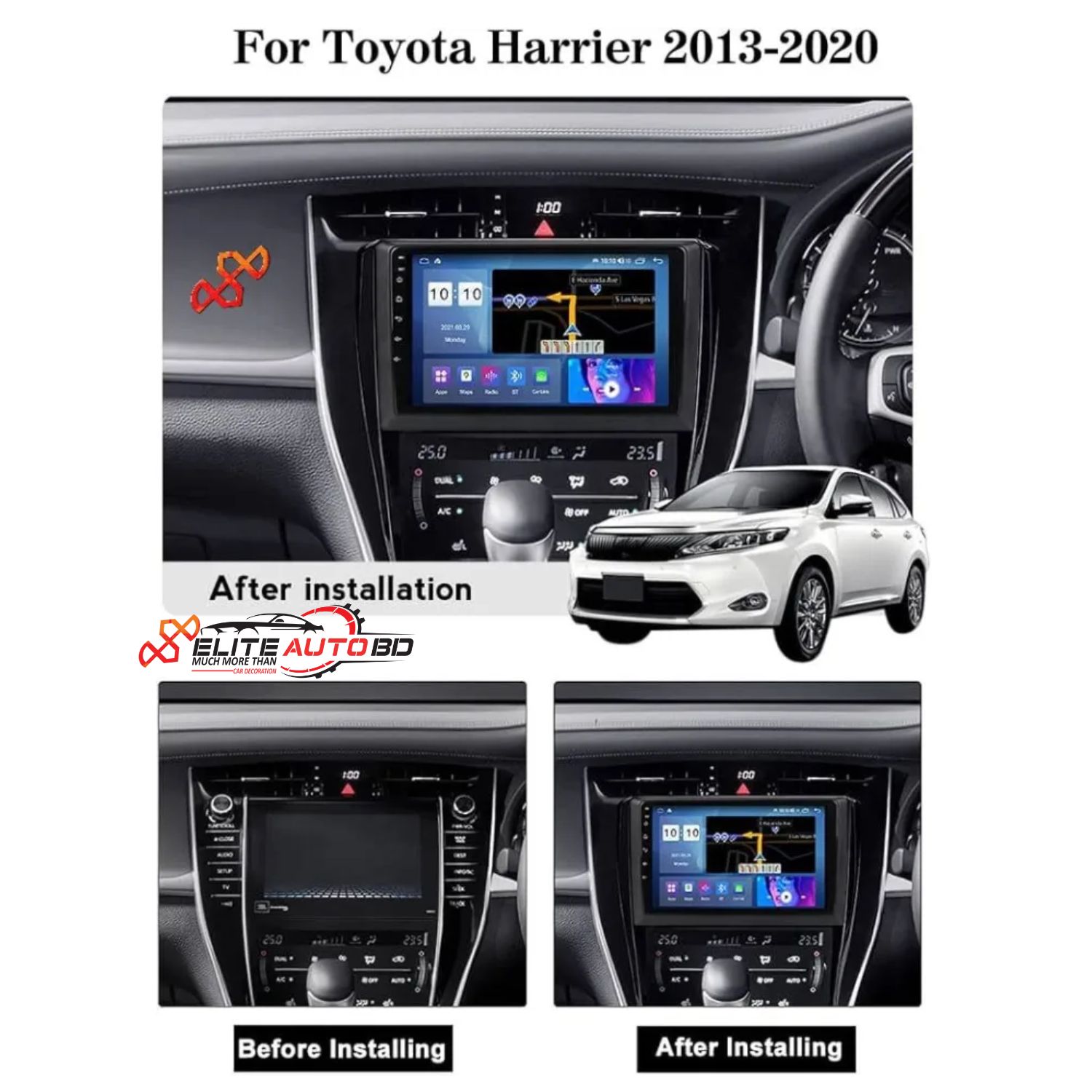 Toyota Harrier 2013-20 Car android player Android car stereo video audio system 9" 10" Universal Toyota Honda Nissan Mitsubishi Hyundai Mg Mazda cars navigation system | Car interior accessories | Car Android Player | AP 02 | Elite Auto BD