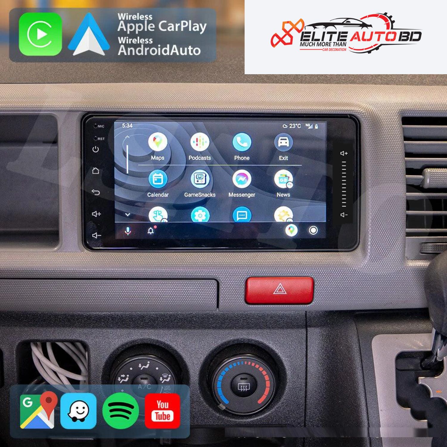 Toyota Hiace 2004 to 2021 Car android player Android car stereo video audio system 9" 10" Universal Toyota Honda Nissan Mitsubishi Hyundai Mg Mazda cars navigation system Car interior accessories | Car Android Player | AP 01 | Elite Auto BD