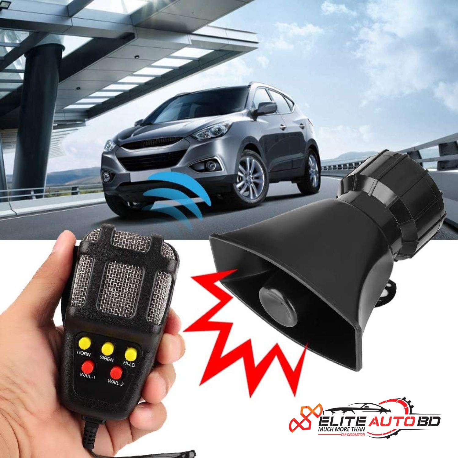 Police Rab emergency VIP horn.Alarm Horn, Universal 115-130db Super Car 5 Tone Warning Alarm Siren Horn Speaker universal car horn.ABS alarm horn | Horn | Elite Auto BD