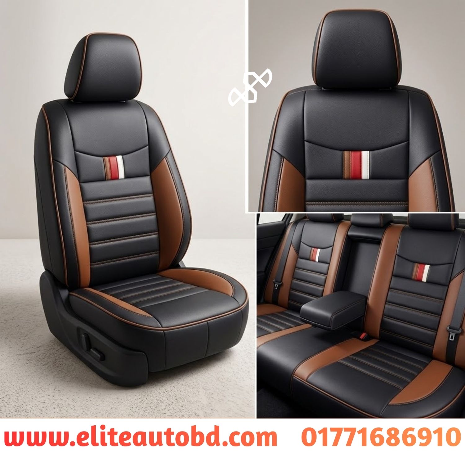 Car Seat Cover Custom Design , Choose any Local Market Design we Made For Your Car (Premium) Any Colour Piping with Single or Multi Colour VIP | Car Seat Cover | Elite Auto BD