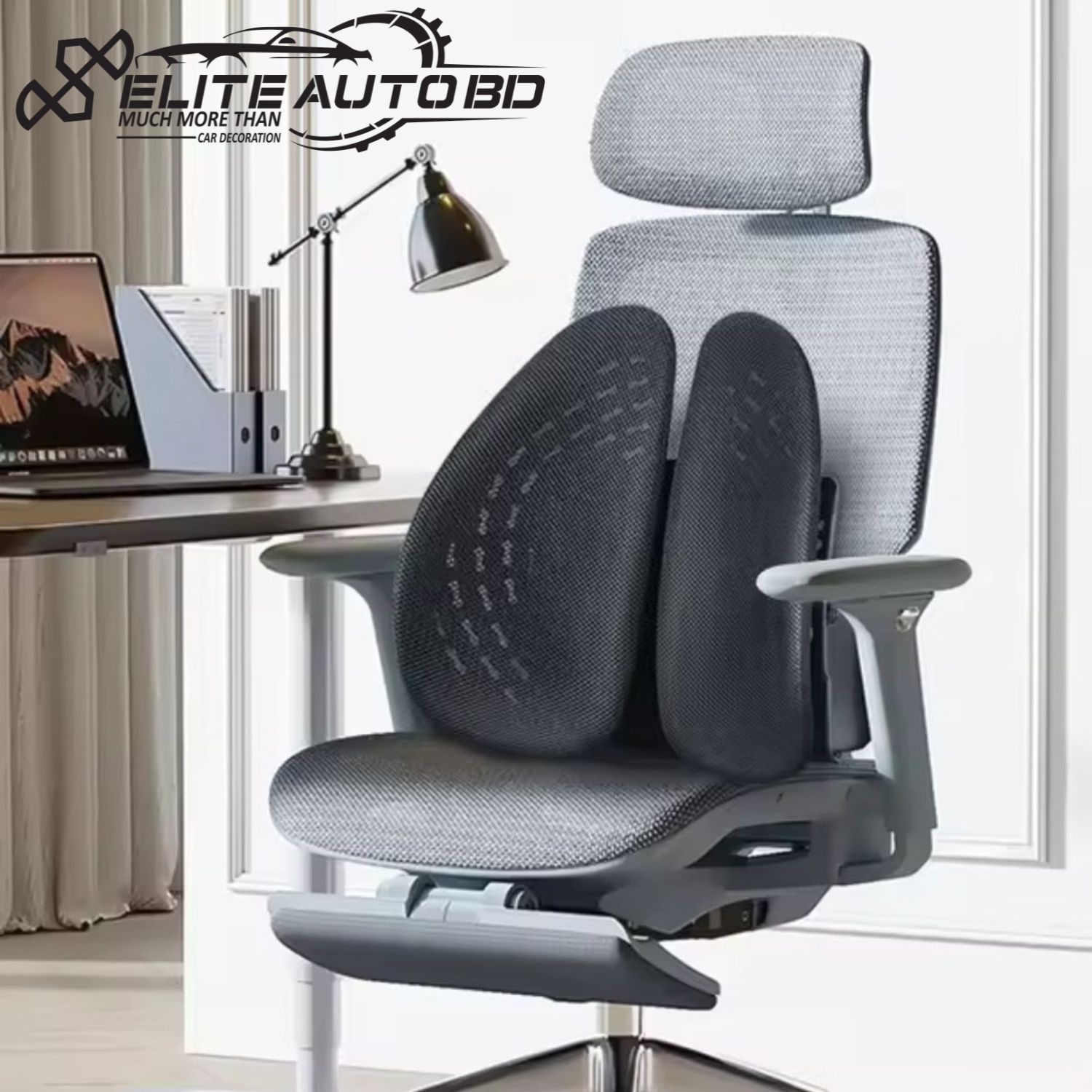 Lumbar Chair Support, Back Lumbar Support for Office Chair, Breathable Mesh Ergonomic Adjustable Relaxing Chair Back Cushion for Back Pain Back Rest (Black) | Back Support | Elite Auto BD