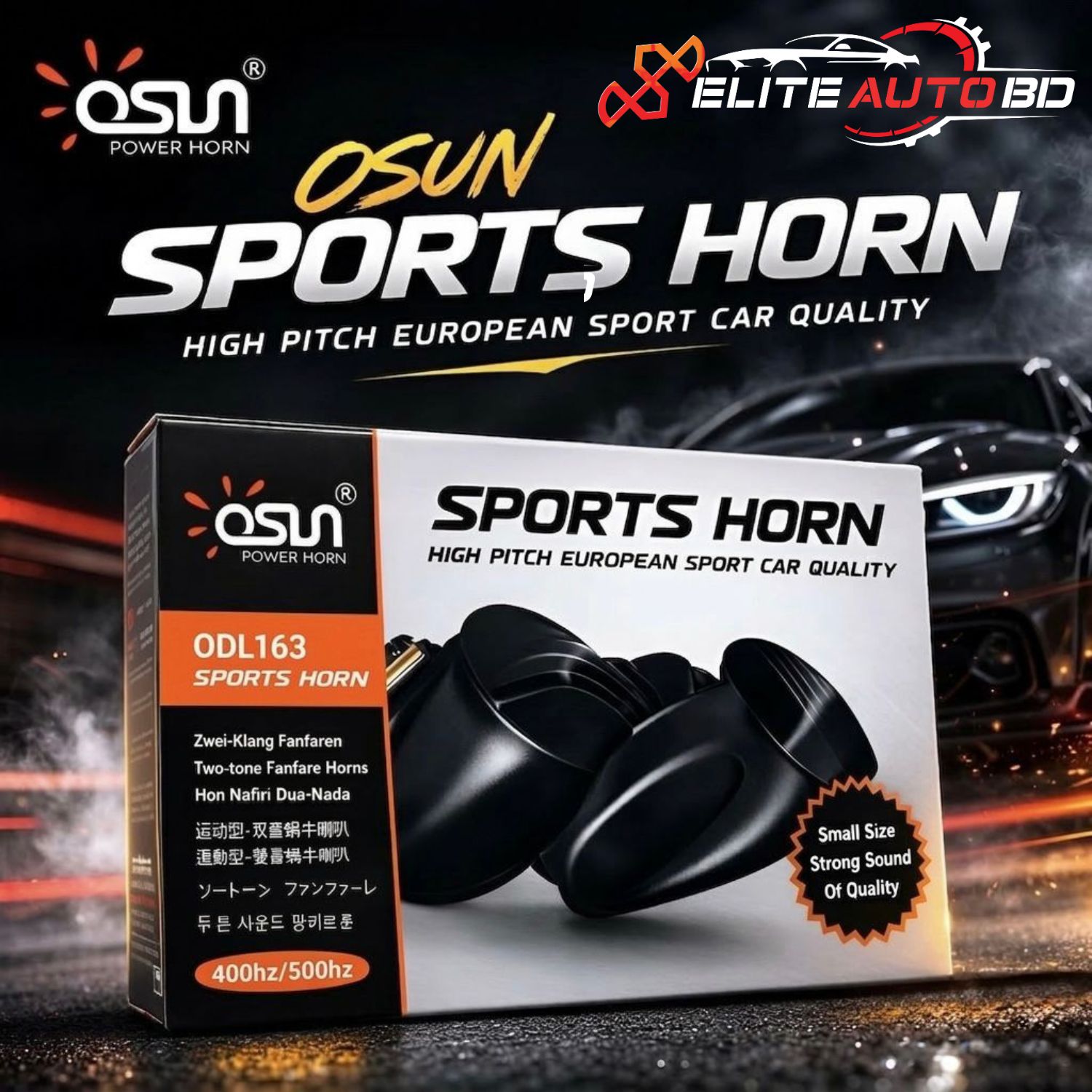 Osun Sports Horn ODL163: High Pitch European Sport Car Quality Horns | Horn | Elite Auto BD