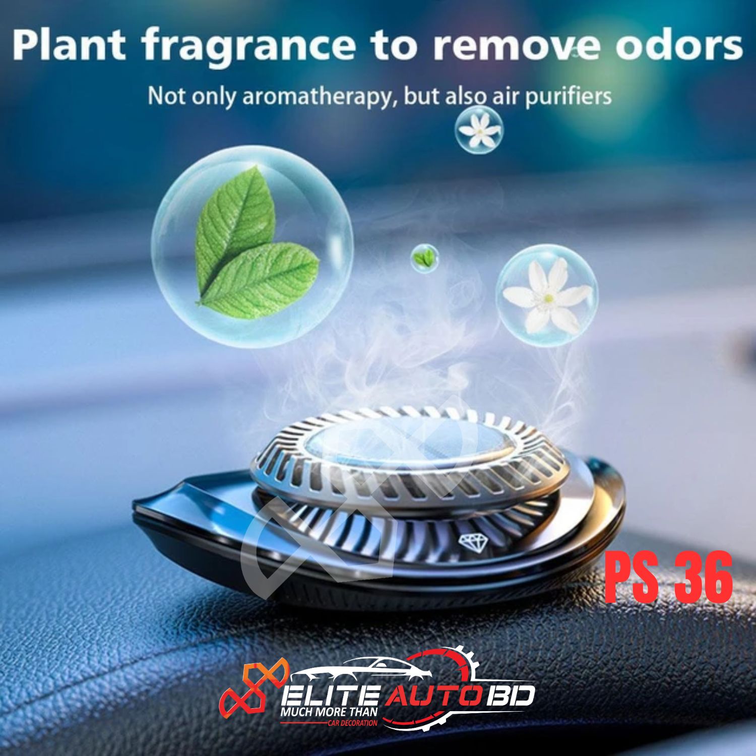 Solar Powered Rotating Car Air Freshener & Aromatherapy Diffuser with Parking Number Plate | PS 36 | Elite Auto BD.