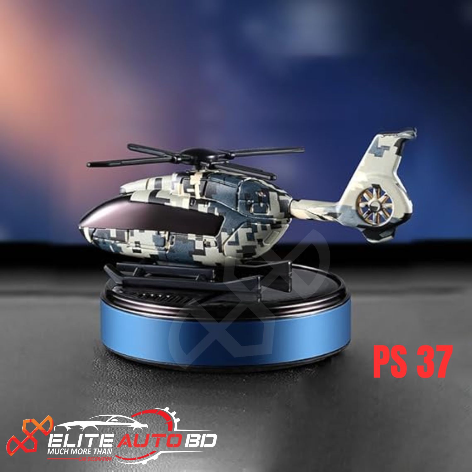 Solar Car Air Freshener: Automatic Rotating Helicopter Dashboard Fragrance Diffuser | PS 37 | Elite Auto BD.