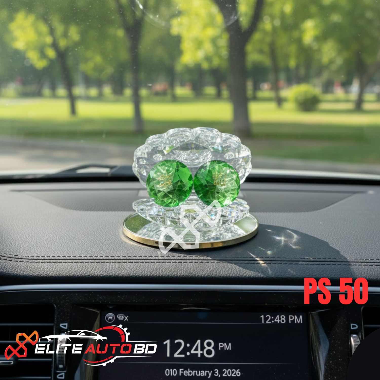 Crystal 'Allahu' Islamic Car Decor Showpiece | Elegant Home & Office Dashboard Accessory Gift | PS 50 | Elite Auto BD.