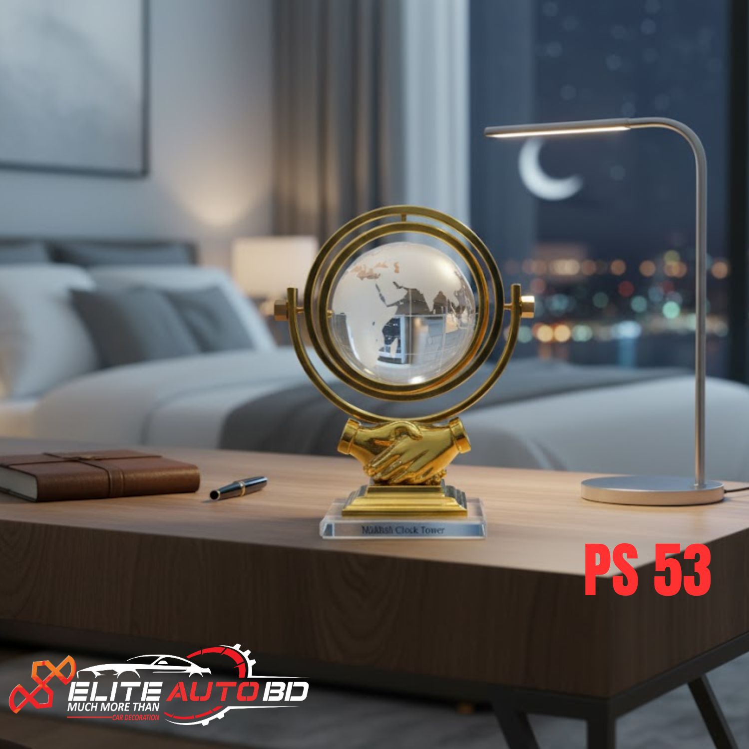 Crystal Globe Decorative Showpiece – Elegant World Globe for Car, Office & Home Decor  | PS 53 | Elite Auto BD.