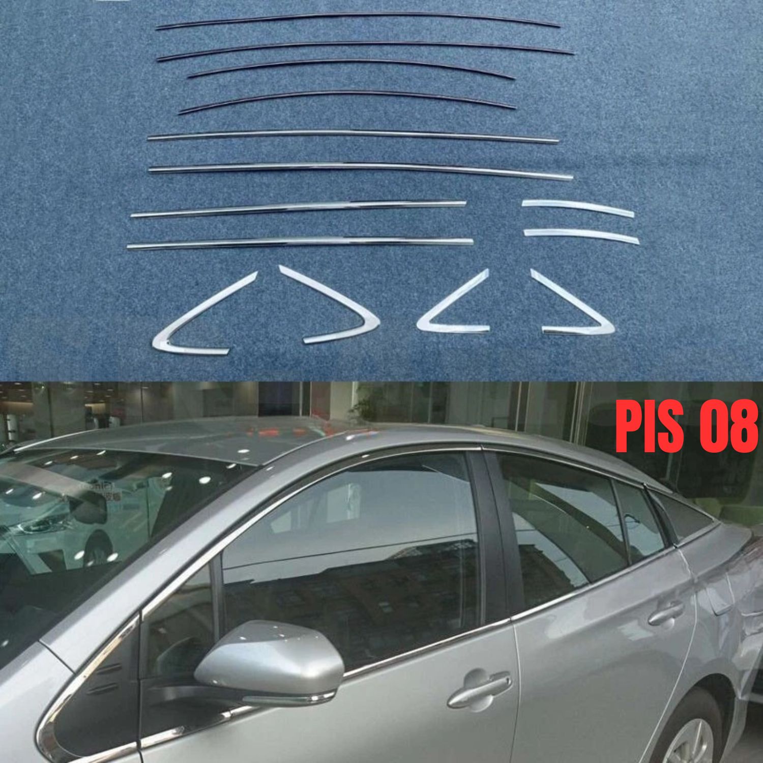 Toyota Prius 2016-2022 Chrome Window Trim & Door Pillar Garnish Kit – 12pc Stainless Steel Exterior Styling Accessories | PIS 08 | Elite Auto BD