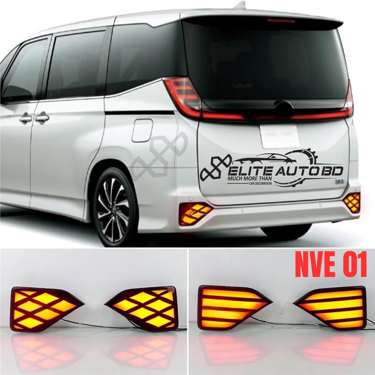 Car Rear Light For Toyota Esquir For Noah For Voxy 90 R90 90S 2022 2023 Car Rear Fog Lamp Rear Bumper Brake Light With Turn Signal Lamp Rear lights  | Noah | Esquire | Voxy | NVE 01 | Elite Auto BD