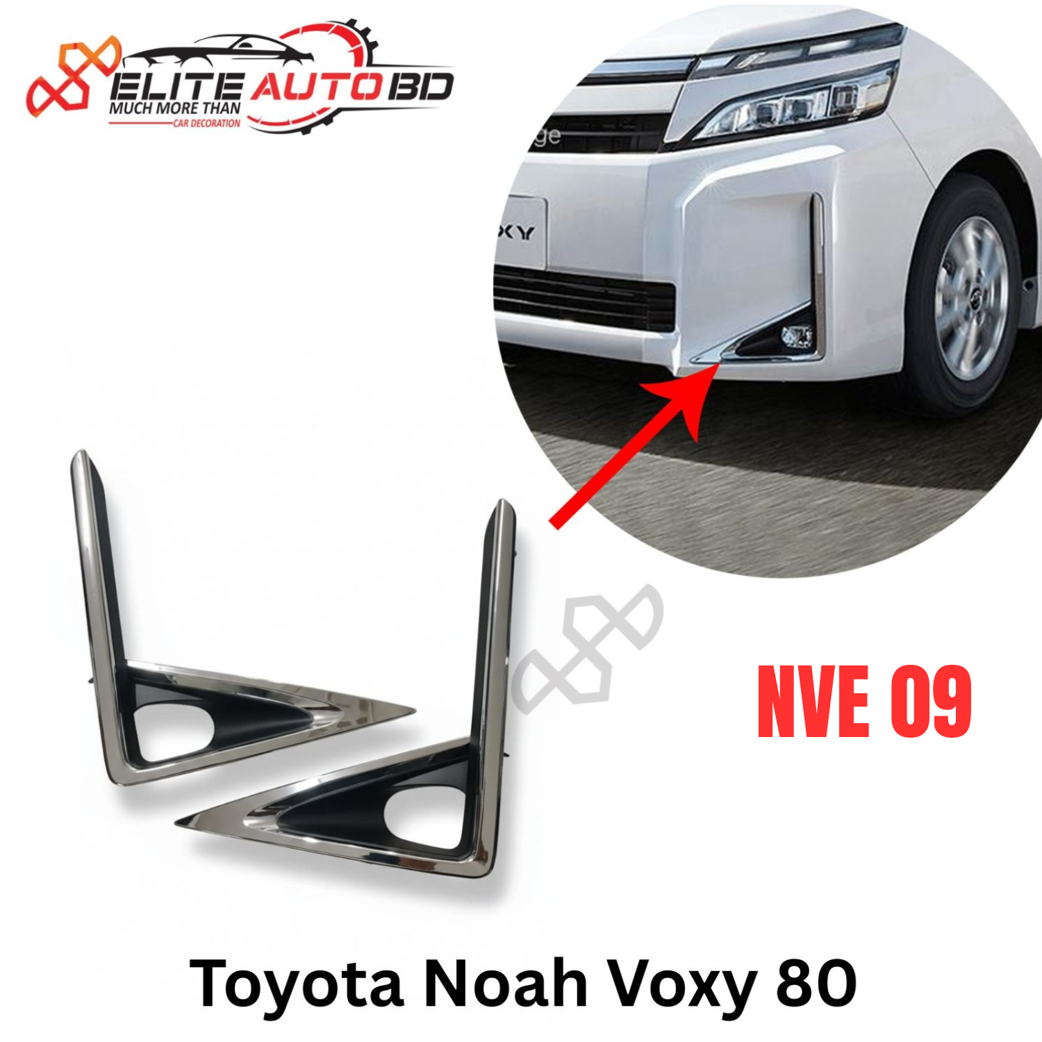 Toyota Voxy 80 Series ABS Chrome Front Fog Light Cover Trim 2018-2021 | Noah | Esquire | Voxy | NVE 09 | Elite Auto BD