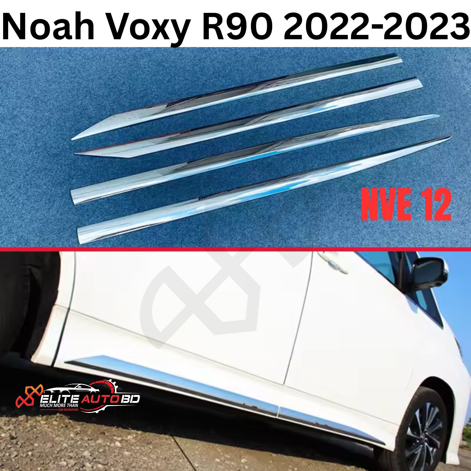 Toyota Voxy Noah R90 (2022-2024) Chrome Side Door Molding Trim | High-Quality ABS Body Kit Accessory | Noah | Esquire | Voxy | NVE 12 | Elite Auto BD
