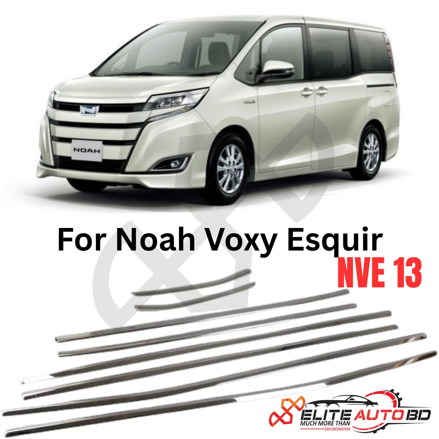 Toyota Voxy 80 Series Stainless Steel Window Trim Garnish Full Set (2014-2021) | Exterior Accessories | Noah | Esquire | Voxy | NVE 13 | Elite Auto BD
