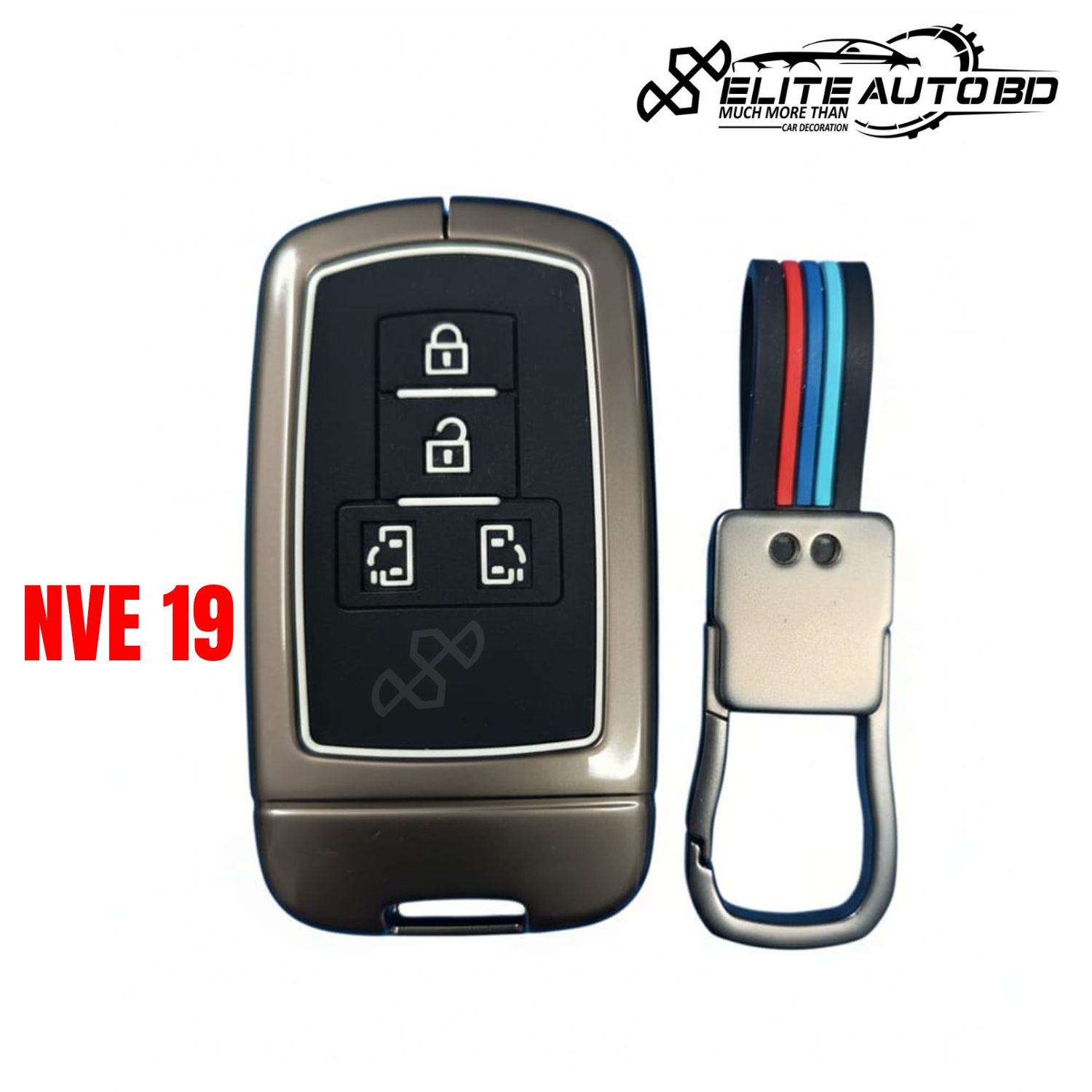 Premium Metal Car Key Fob Cover Case 4 Button Smart Key FOB remote push start Durable Zinc Alloy Protector Shell with Keychain for Toyota | Noah | Esquire | Sienta | Voxy | NVE 19 | Elite Auto BD