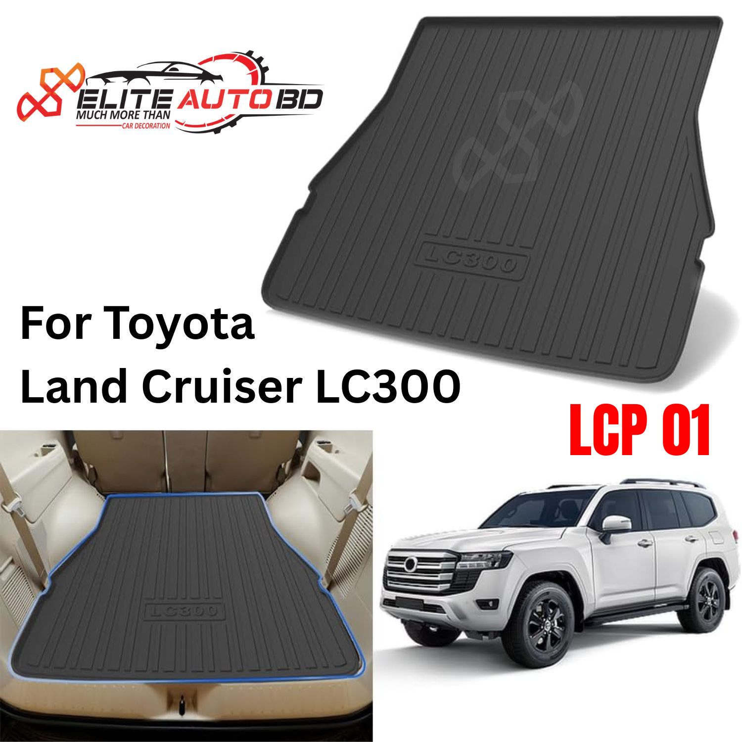 Toyota Land Cruiser LC300 Trunk Mat | Heavy Duty All-Weather Cargo Liner | LCP 01 | Elite Auto BD