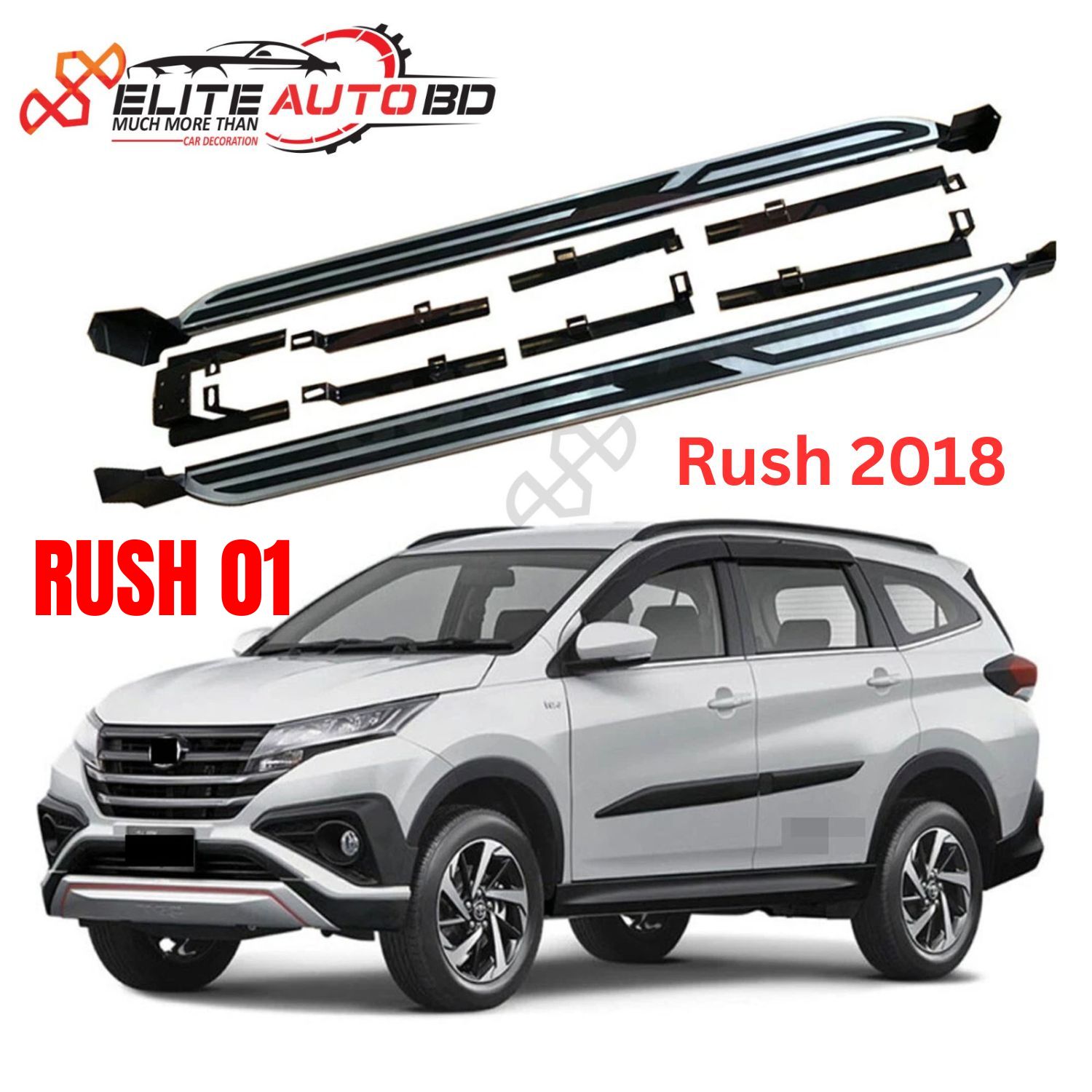 Aluminium Running Boards Side Steps Nerf Bars for Toyota Rush 2018-2022 | RUSH 01 | Elite Auto BD