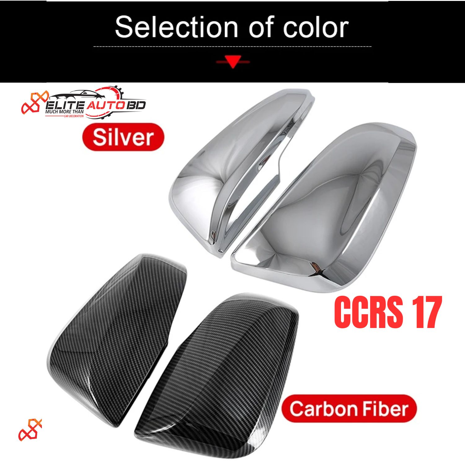 Toyota Corolla Cross Chrome ABS Rear View Side Mirror Cover Trim – Carbon & Silver Color | CCRS 17 | Elite Auto BD