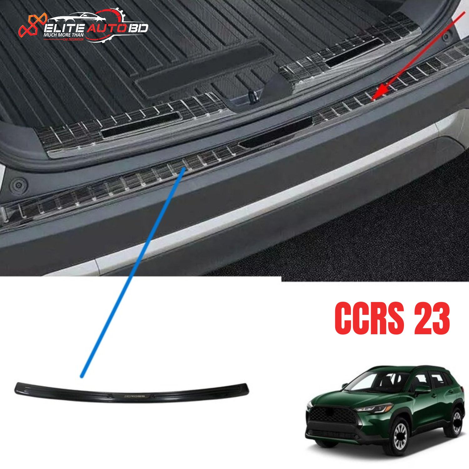 Toyota Corolla Cross Rear Bumper Sill Plate Guard Trim – Carbon Fiber Black Finish (Exterior Protection) | CCRS 23 | Elite Auto BD