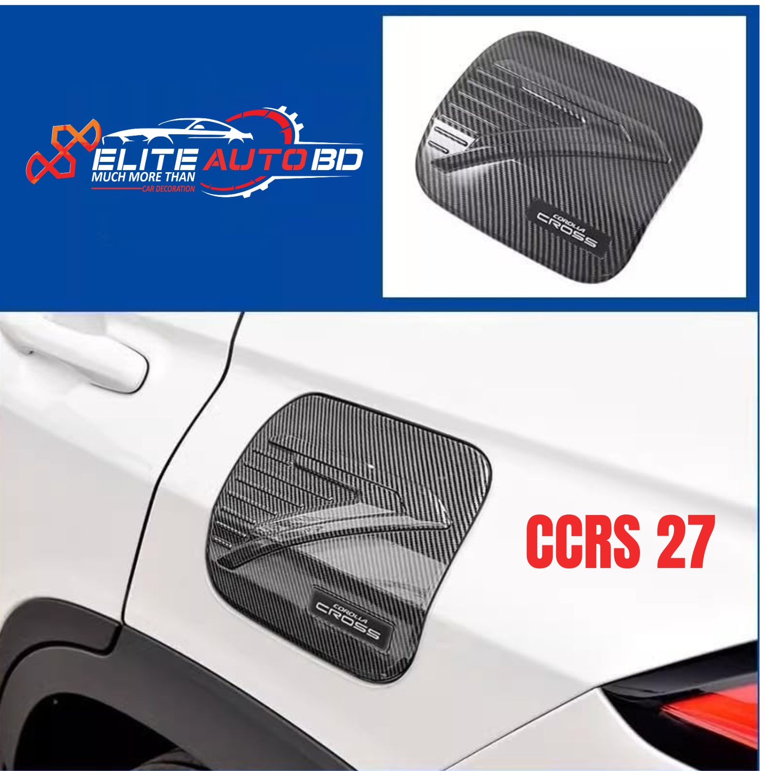 Toyota Corolla Cross Fuel Tank Cover – Premium Quality Chrome- Silver & Carbon Fiber Finish | CCRS 27 | Elite Auto BD