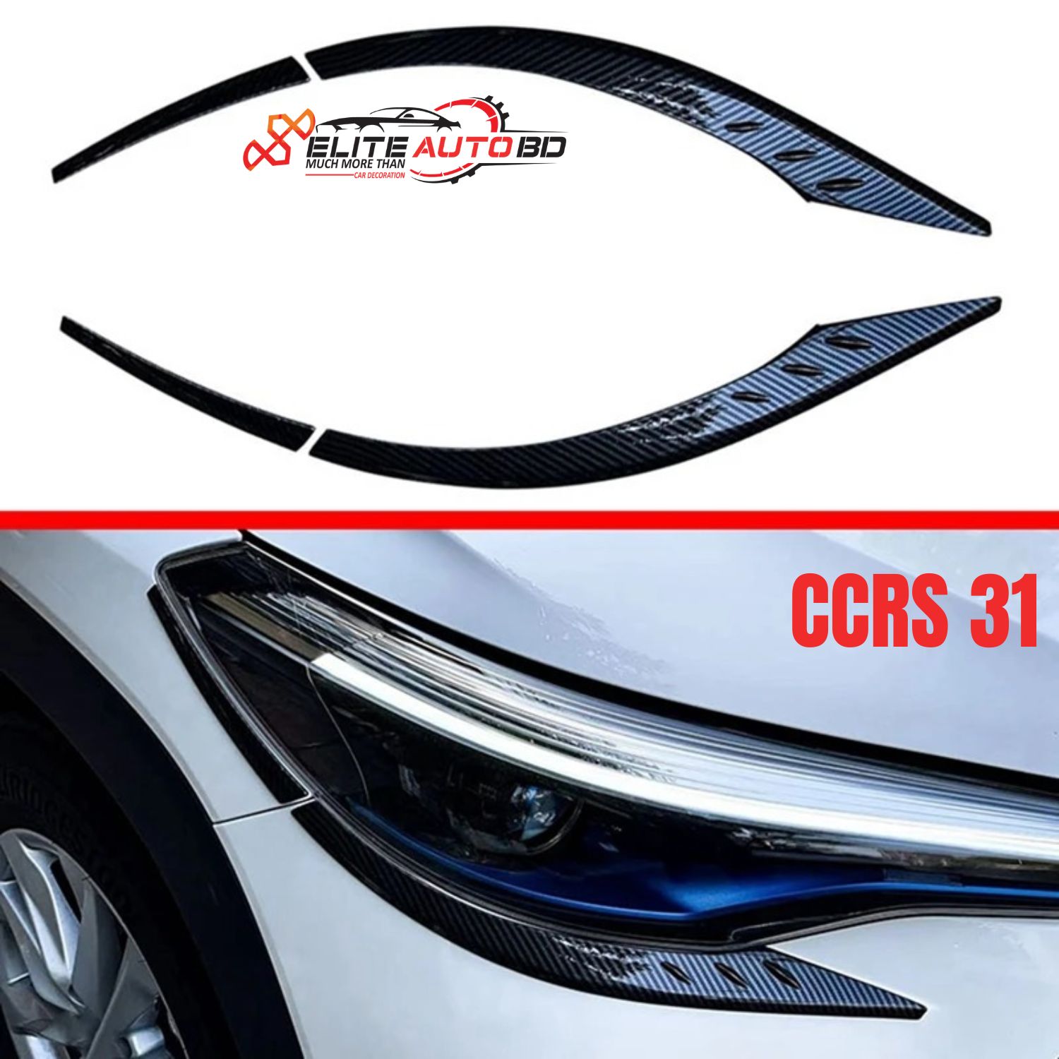 Carbon Fiber Headlight Eyebrows/Eyelid Cover for Toyota Corolla Cross 2020-2024 🚗 – Stylish Front Light Trim Upgrade | CCRS 31 | Elite Auto BD