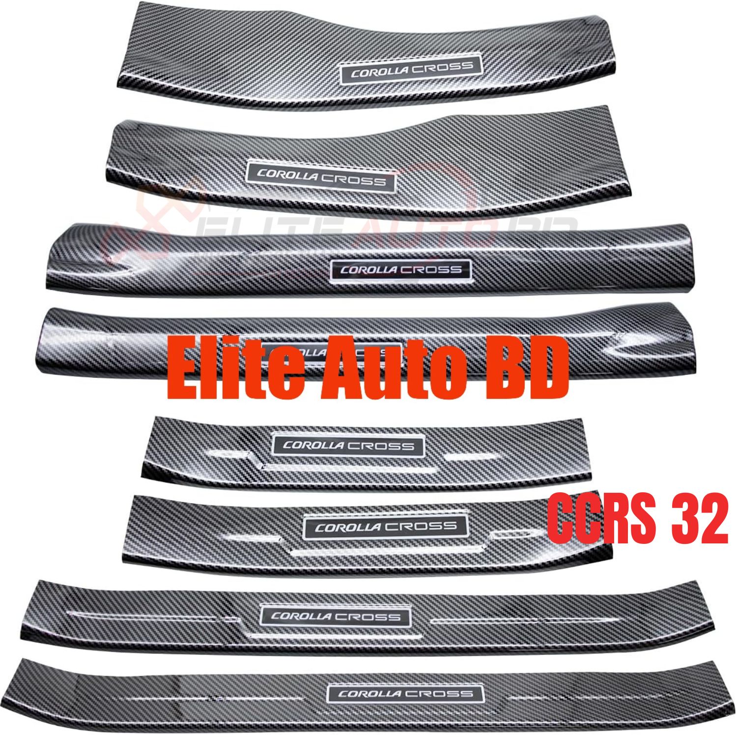 Toyota Corolla Cross Stainless Steel Door Sill Scuff Plate – Premium 8-Piece Interior Body Kit Pedal Protector | CCRS 32 | Elite Auto BD