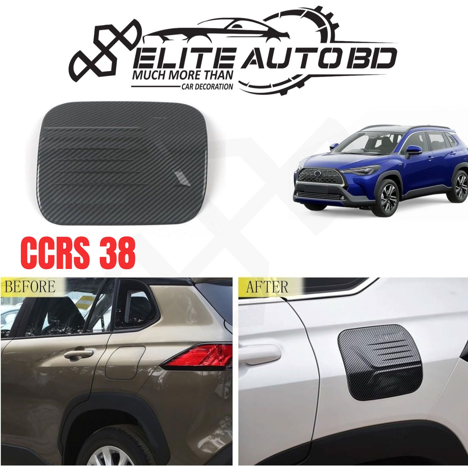 Toyota Corolla Cross Carbon Fiber Fuel Cap Cover |  Accessories Compatible with Toyota Corolla Cross 2022 2023 20 | CCRS 38 | Elite Auto BD24 2025 2026