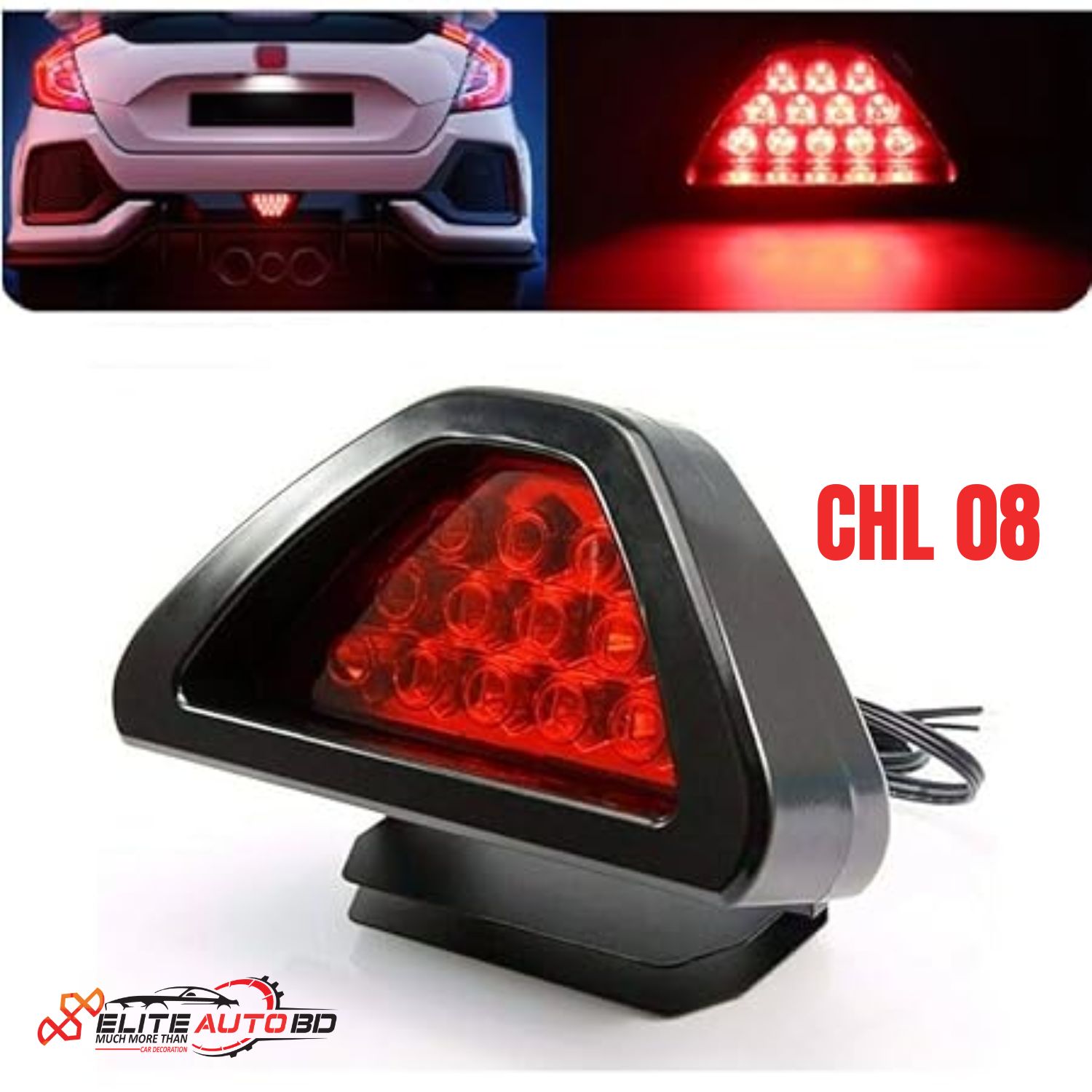Triangular Led brake Flasher Light 12Led Red | CHL 08 |  Elite Auto BD