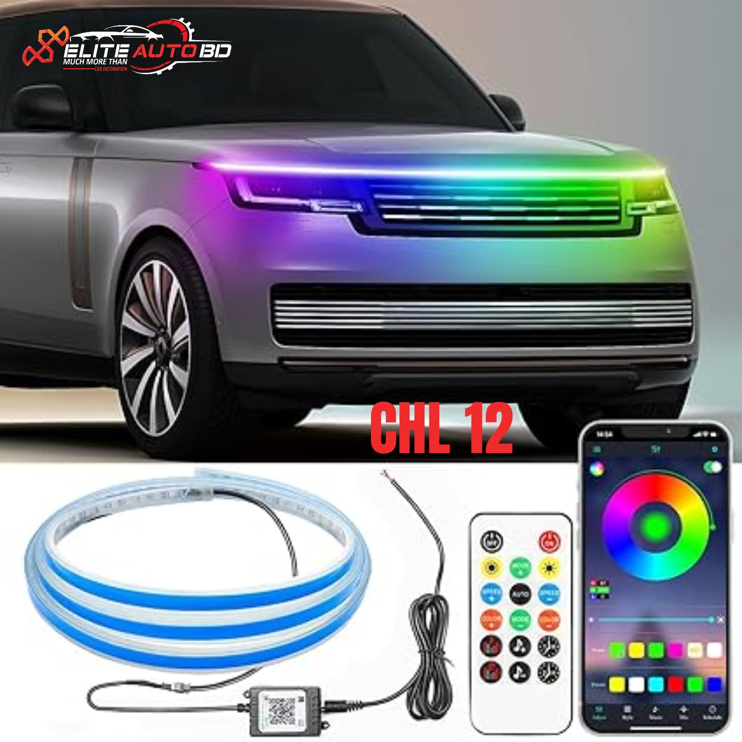71 Inches Car Hood LED Light Strips, Car Exterior Lights with Dreamcolor Chasing | CHL 12 |  Elite Auto BD