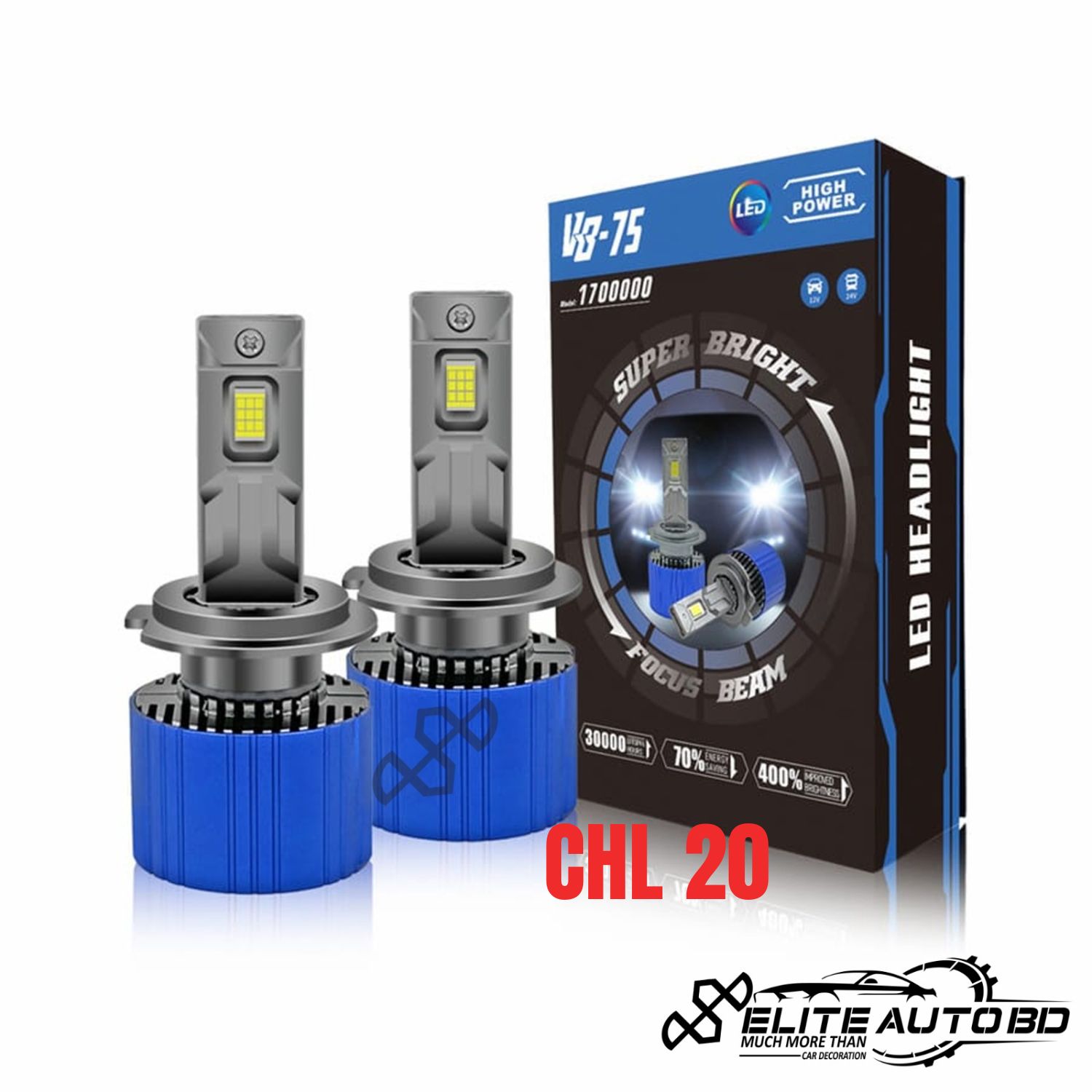 New Arrivals V8 75 LED Headlight 40000lm 260W High Low Beam Canbus H11 9005 H4 Car Light LED Headlamp | CHL 20 |  Elite Auto BD