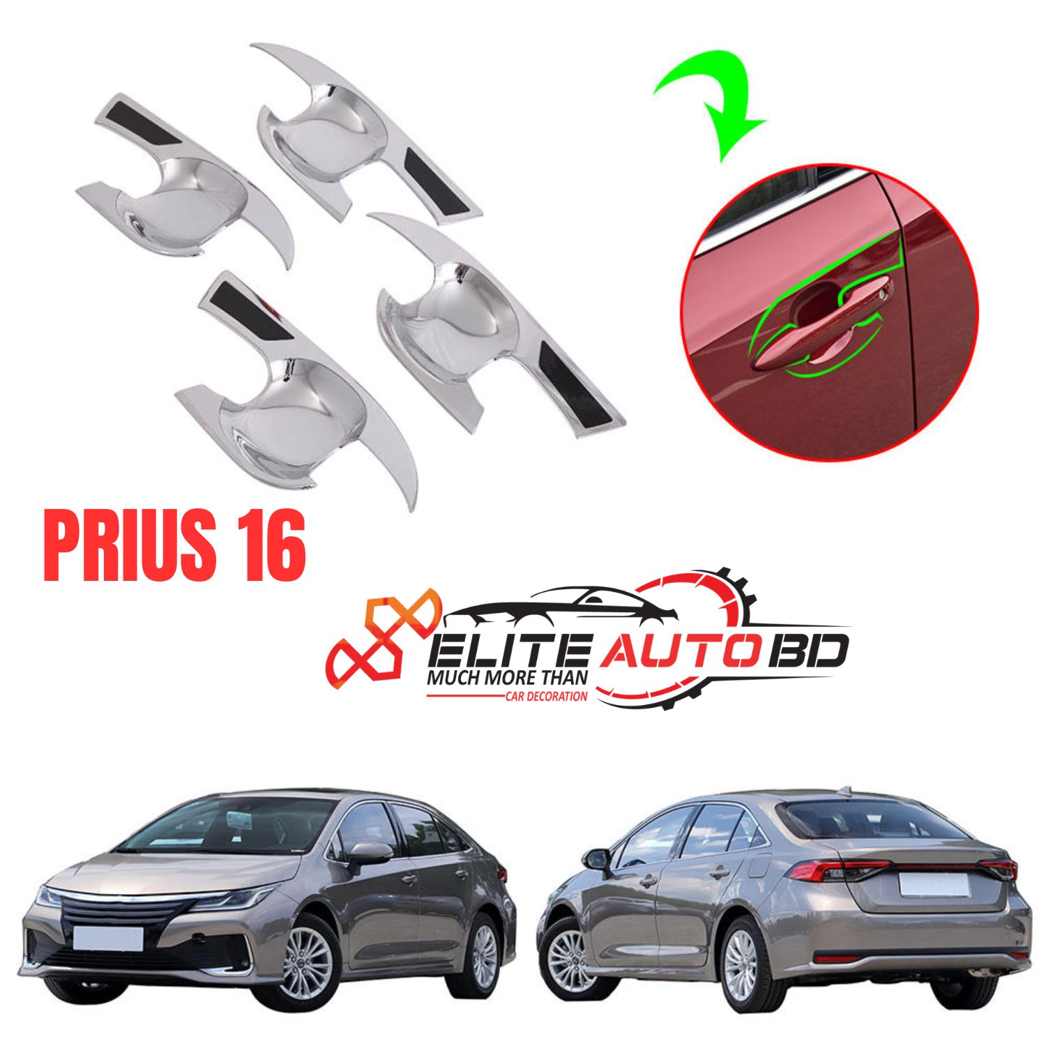 Toyota Prius 2016-2022 Chrome Door  Bowl Guard Set from | PRIUS 16 |  Elite Auto BD