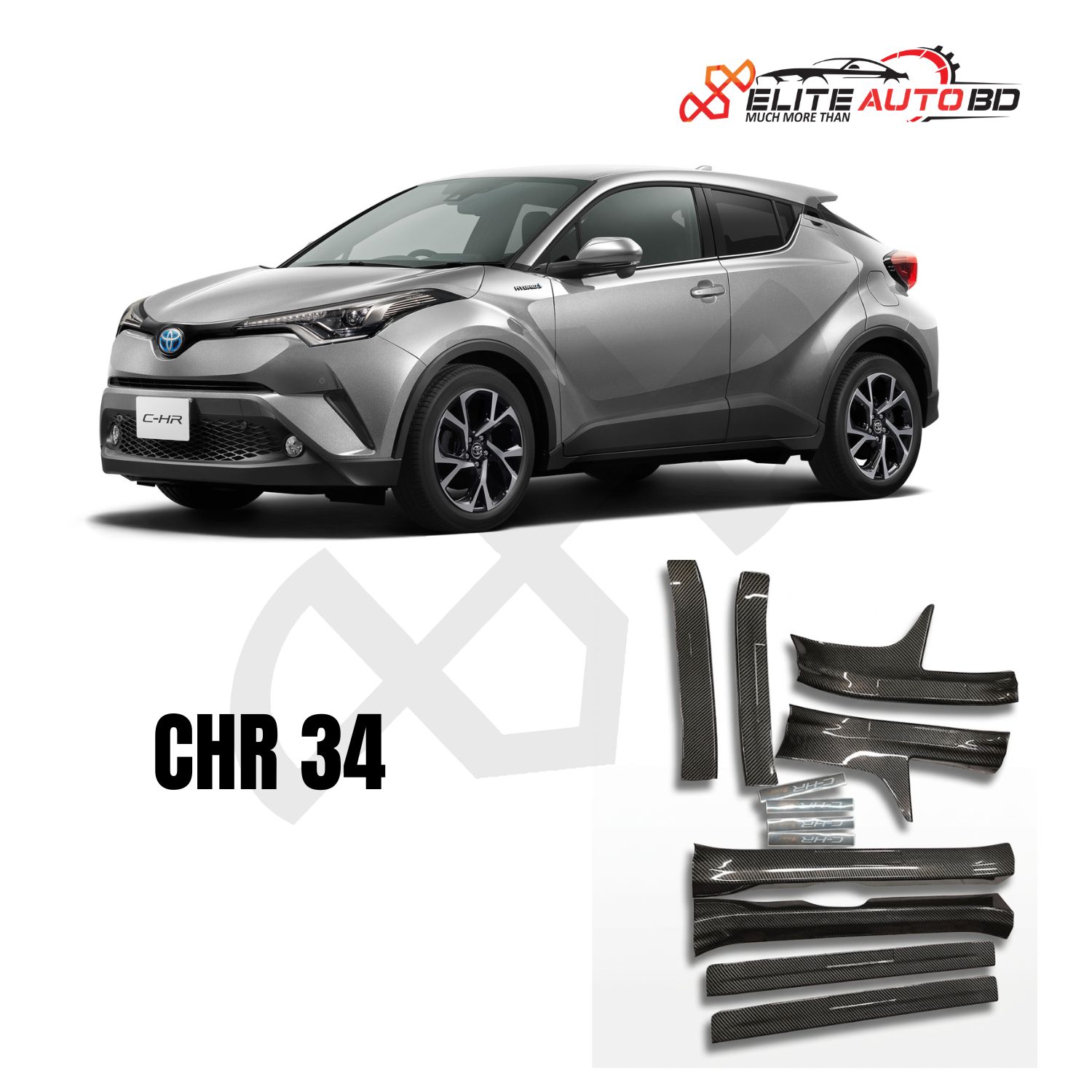 Car Welcome Pedal for Toyota C-HR CHR AX10 AX50 2018~2023 Door Sill Scuff Threshold Guard Plate Trim Strips Sticker Accessories | CHR 34 | Elite Auto BD