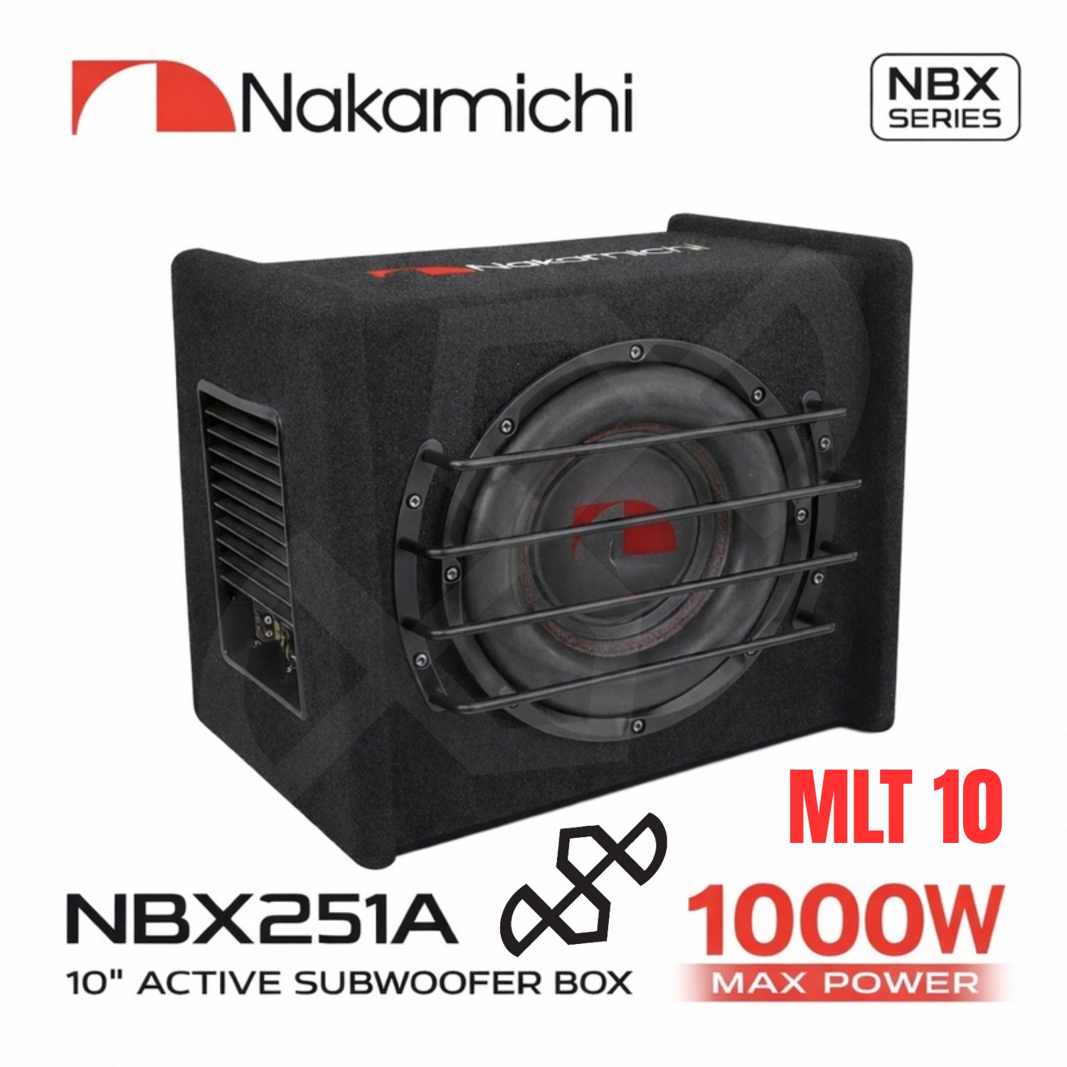 Nakamichi NBX251A 10" Active Subwoofer Box – 1000W Max Power Car Audio | MLT 10 | Elite Auto BD