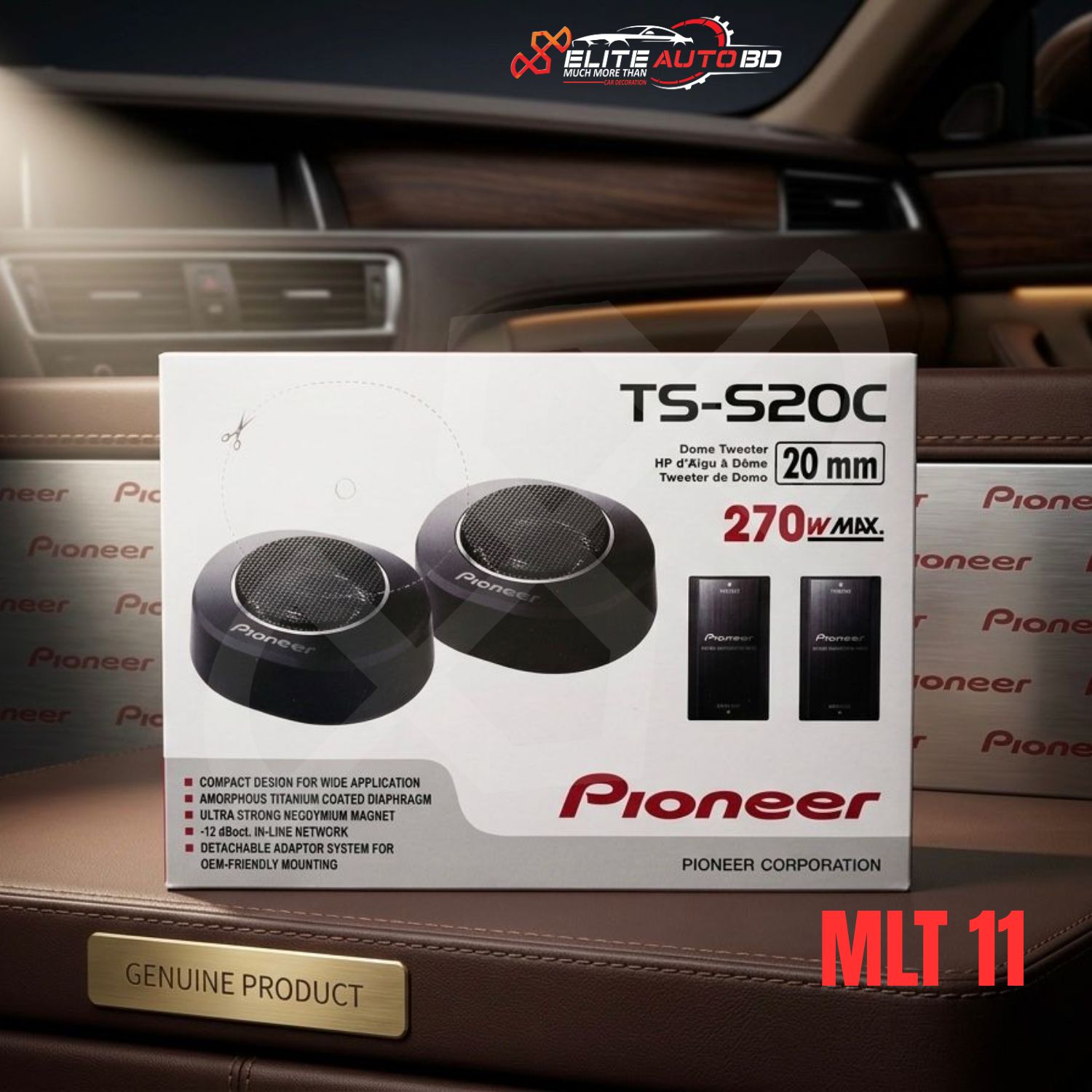 Pioneer TS-S20C 20mm High-Power Component Dome Tweeter - 270W Max with Crossover | MLT 11 | Elite Auto BD
