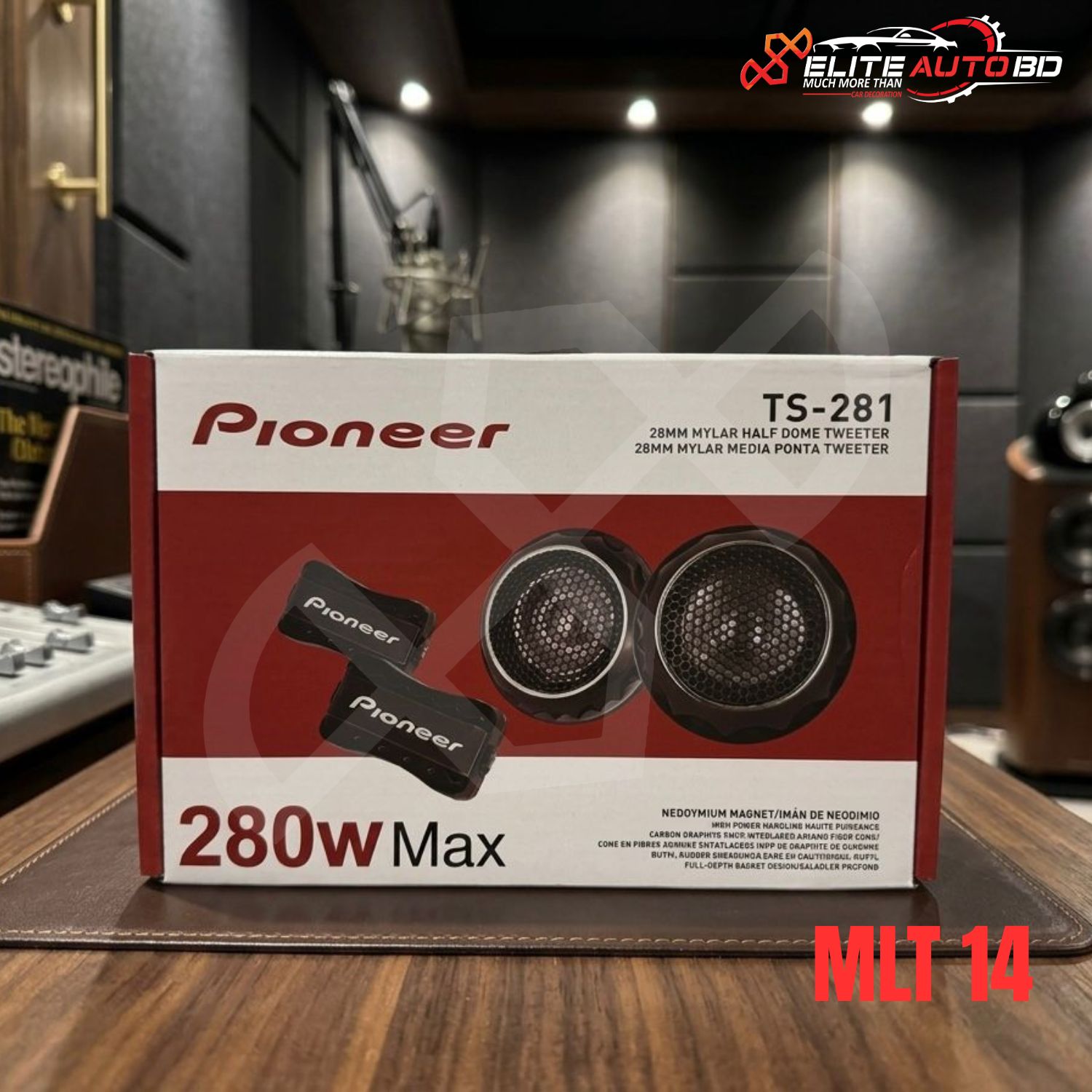 Pioneer TS-281 280W Car Tweeters with Neodymium Magnet & Mylar Dome - High-Frequency Audio Upgrade | MLT 14 | Elite Auto BD
