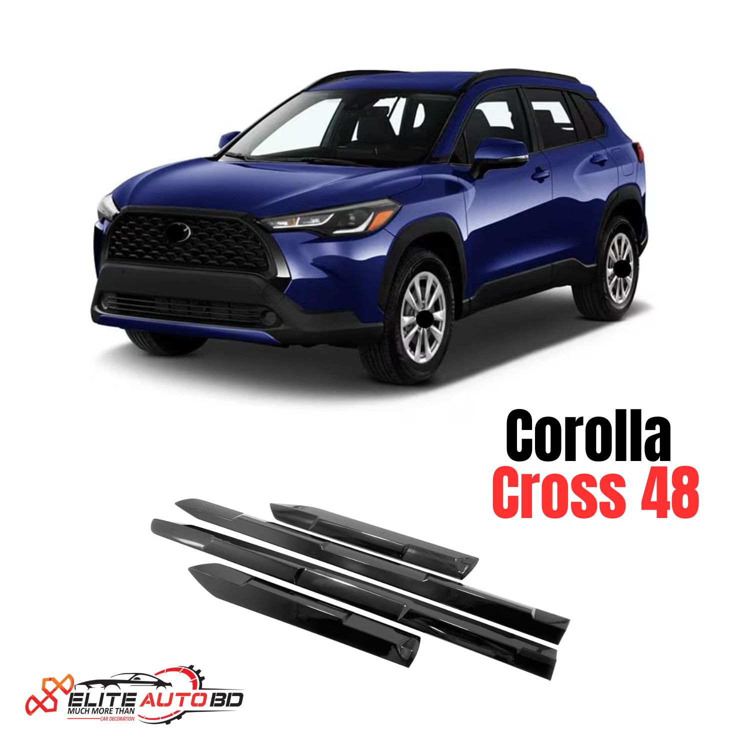 Toyota Corolla Cross (2020-2025) Matte Black Side Body Molding Trim - 4Pcs Set |  Corolla Cross 48 | Elite Auto BD