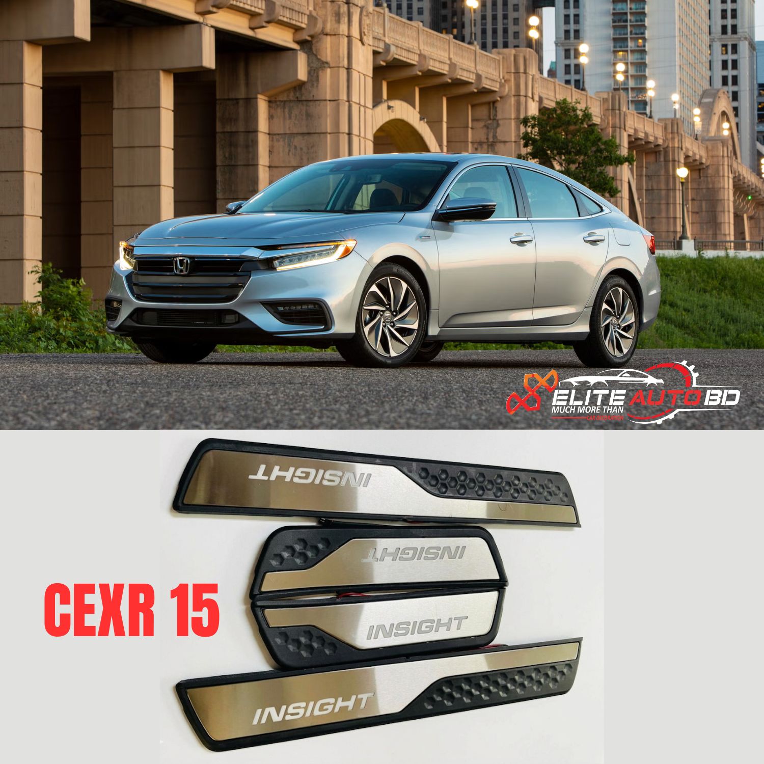 Premium Honda Insight Door Sill Protector CEXR 15 - Stainless Steel Scuff Plate for Honda Insight | CEXR 15 | Elite Auto BD