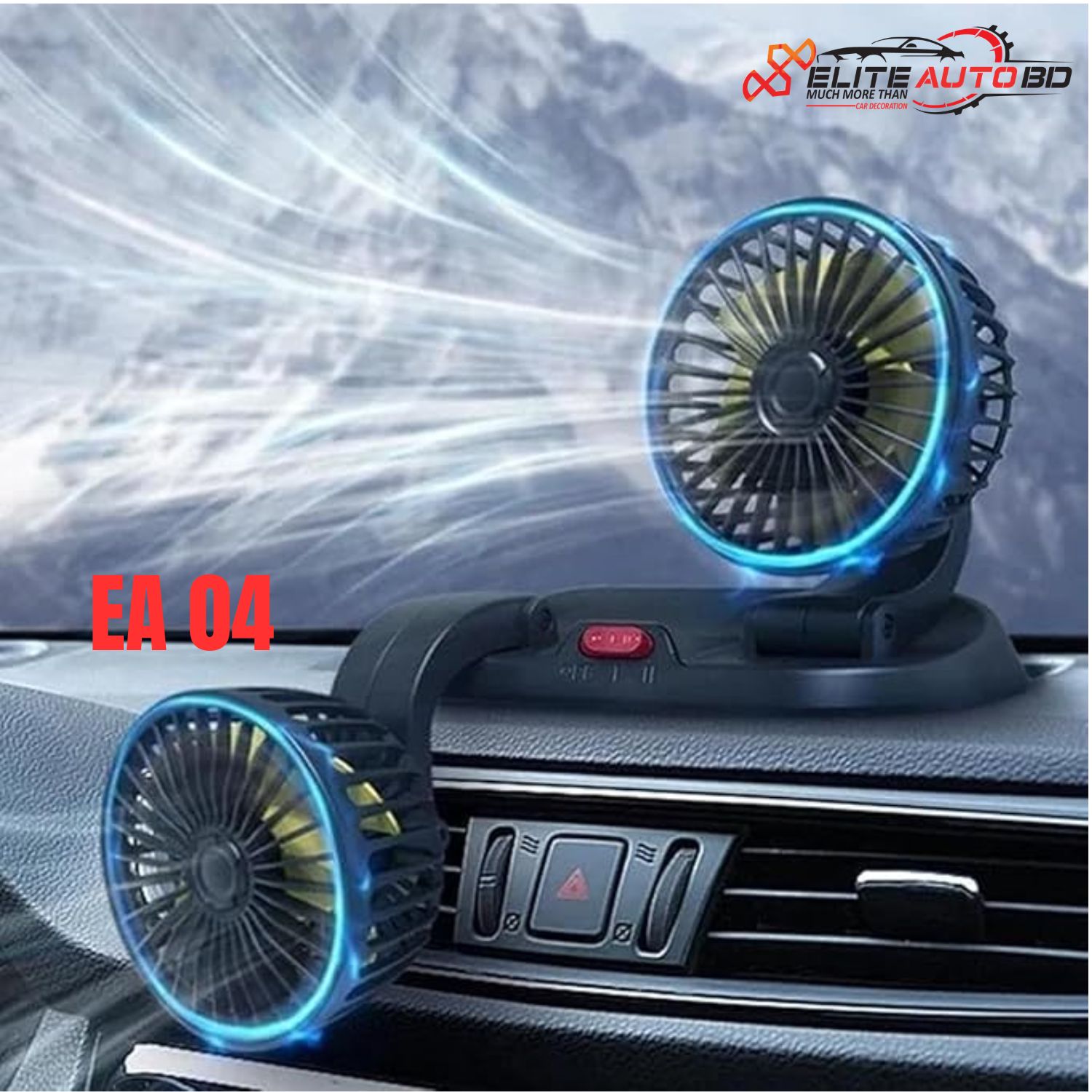 Double Cooling Car Fan, Double Cooling Car Fan, Presencte Car Fan, 3-Speeds, 360° Rotation, Usb Powered, for All Cars (USB Universal Quantity, One head) | EA 04 | Elite Auto BD