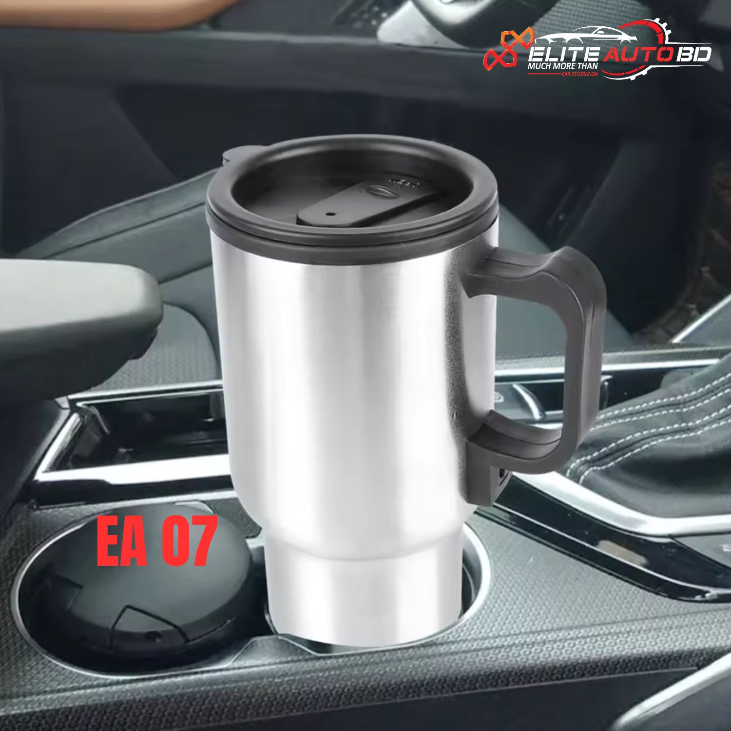 Car Heated Mug Car Vacuum Cup 450ml Heating Cup Stainless Steel Heating Cup Vehicle Vacuum Cup Stainless Steel Cups Travel Coffee Mug Electric Car High Capacity | EA 07 | Elite Auto BD