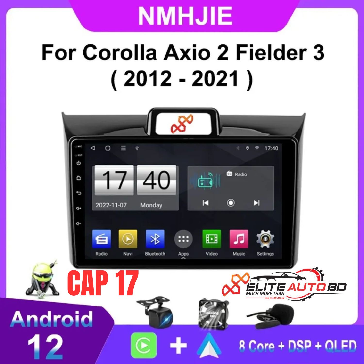Toyota Axio / Filder 2012-21 | Car android player | Android car stereo video audio system 9" 10" Universal | Toyota | Honda | Nissan | Mitsubishi | Hyundai | MG | Mazda | Car interior accessories | Car Android Player | CAP 17 | Elite Auto BD