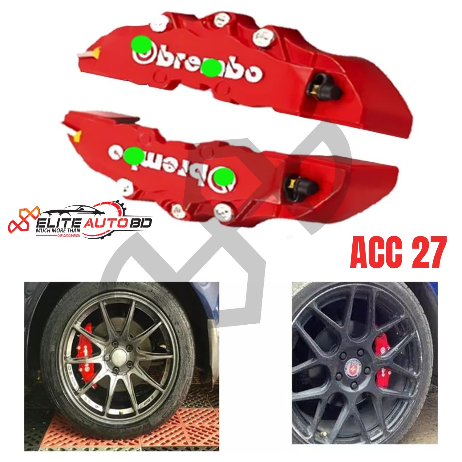 Universal Brembo Style Red Brake Caliper Covers (Set of 2) – Premium 3D Car Wheel Decoration for 14-18 Inch Hubs | ACC 27 | Elite Auto BD