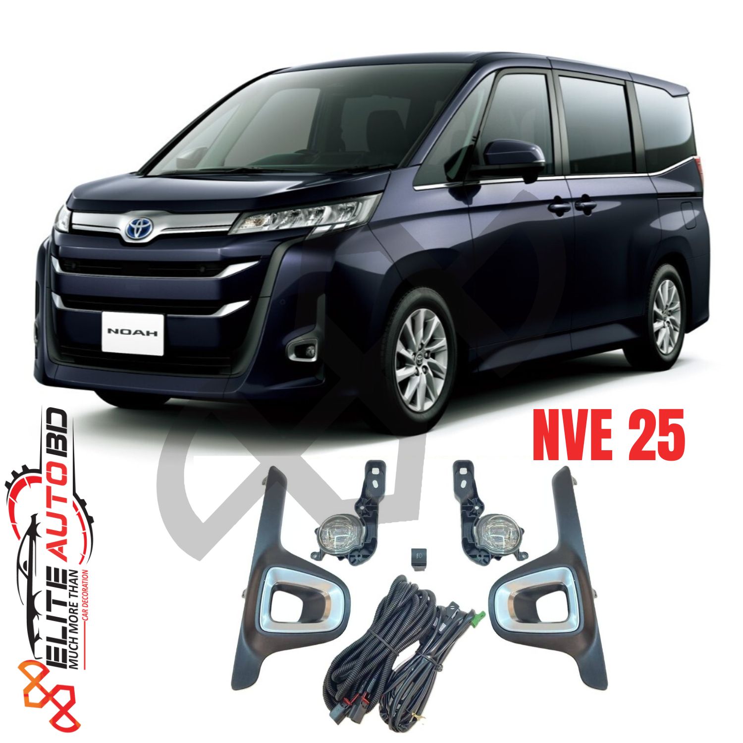 Premium Toyota Noah Fog Light Kit (2017-2021) with Chrome Bezel, Switch & Wiring Harness – Model |  NVE 25 | Elite Auto BD