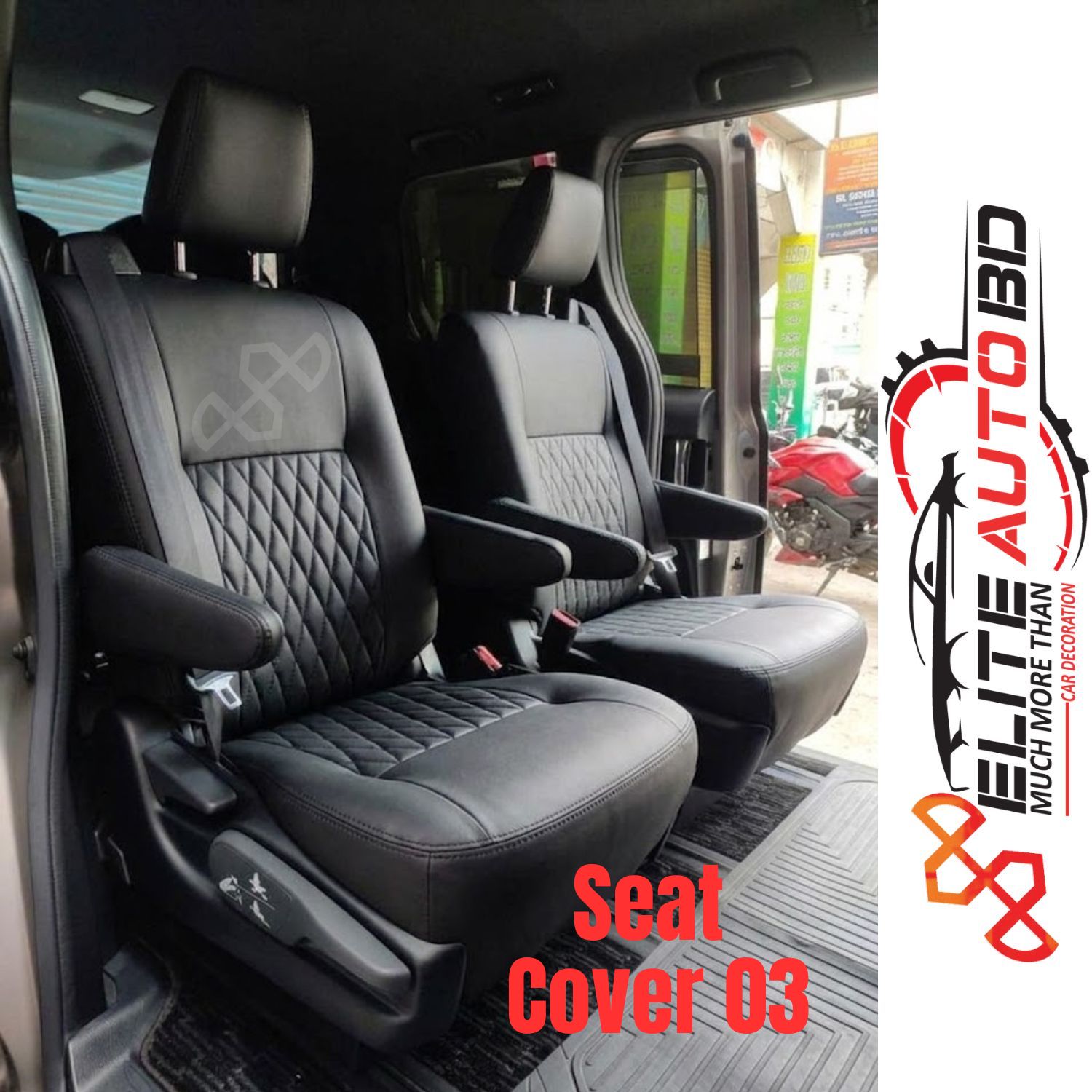 Toyota Esquire Premium PU Leather Seat Cover Japan quality In Black Colour | Car Seat Cover | Seat Cover 03 | Elite Auto BD