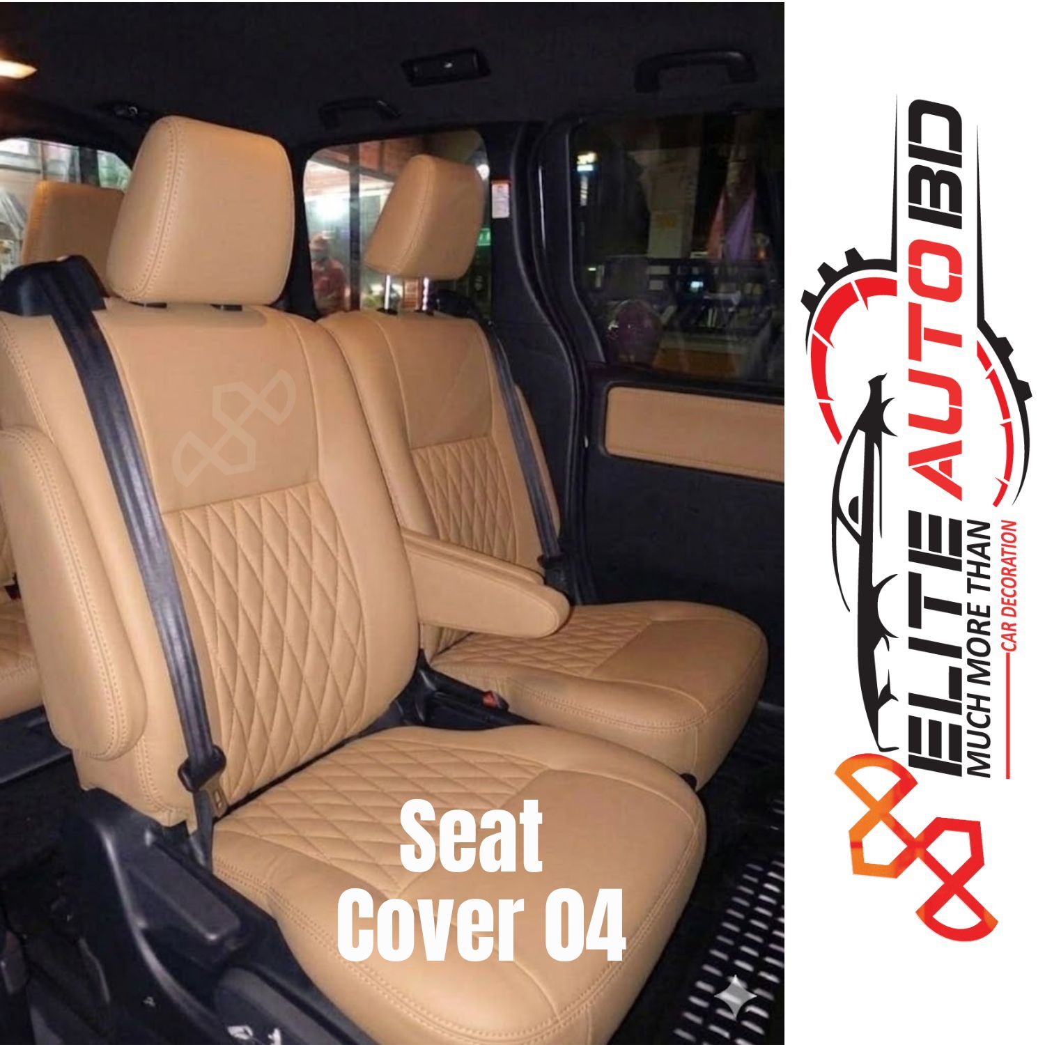 Toyota Esquire Premium PU Leather Seat Cover Japan quality In Light Biscuit Colour | Car Seat Cover | Seat Cover 04 | Elite Auto BD