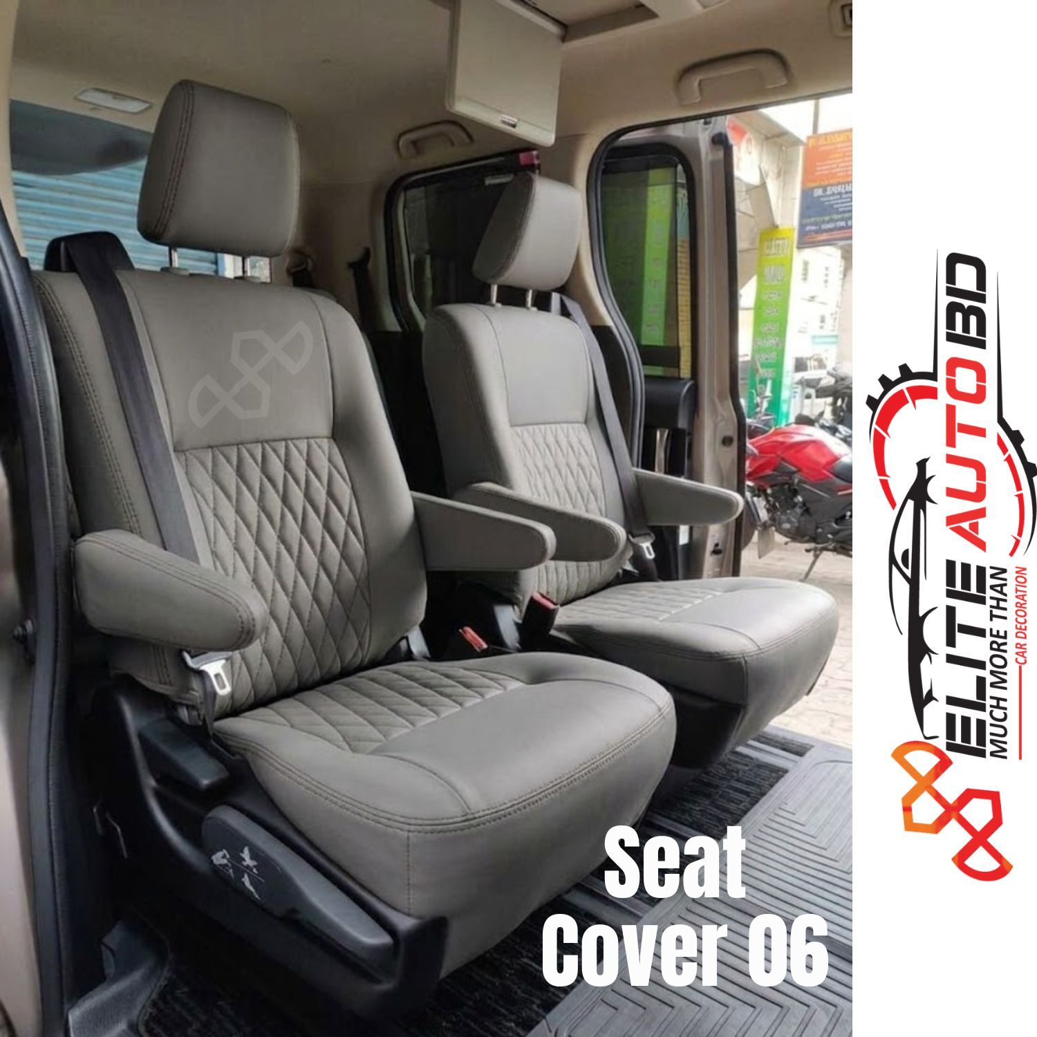 Toyota Esquire Premium PU Leather Seat Cover Japan quality In Gray Colour | Car Seat Cover | Seat Cover 06 | Elite Auto BD